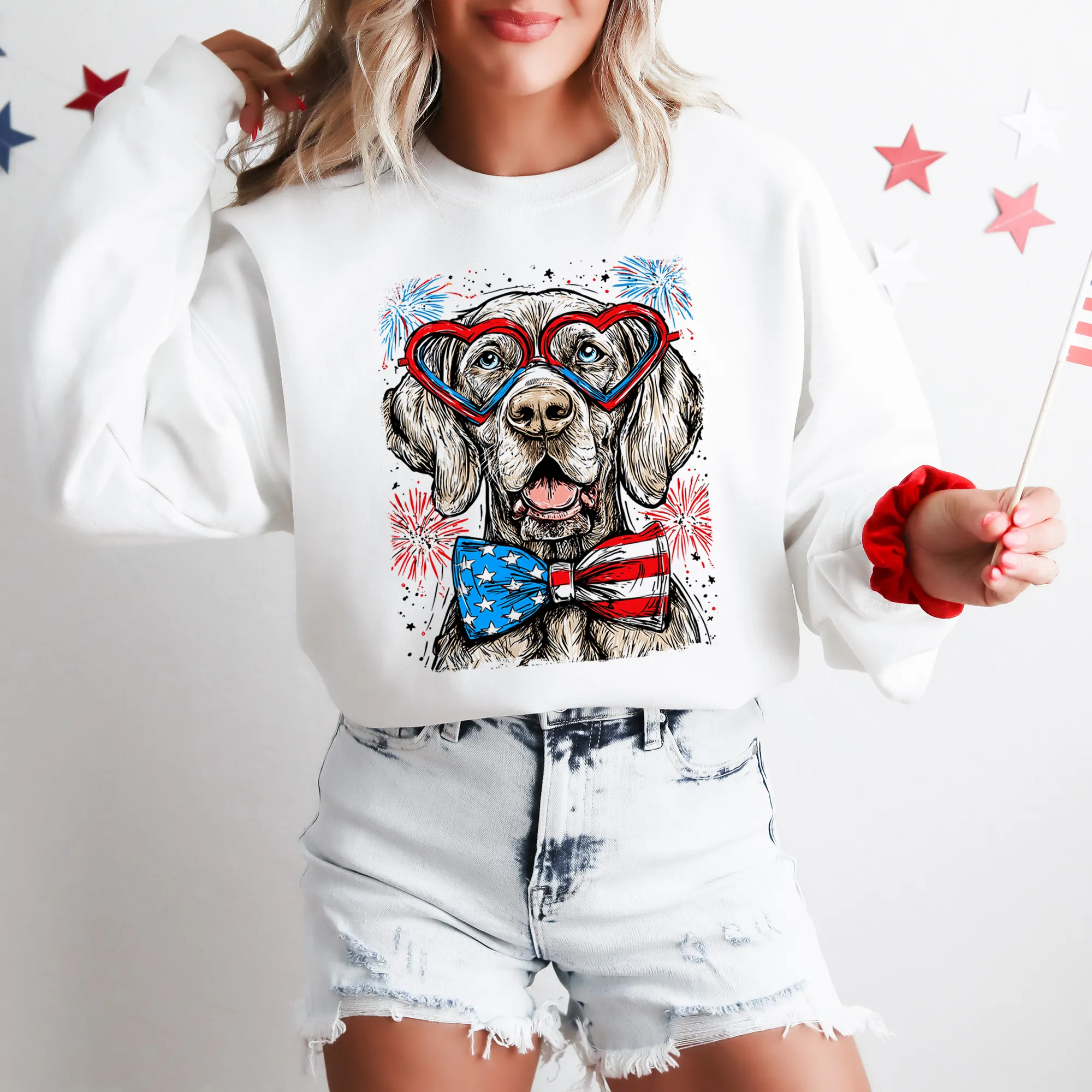 Weimaraner Patriotic Dog, USA, America, Pet Lover, 4th of July Sweatshirt sold by Refinery Number One product image thumbnail 5