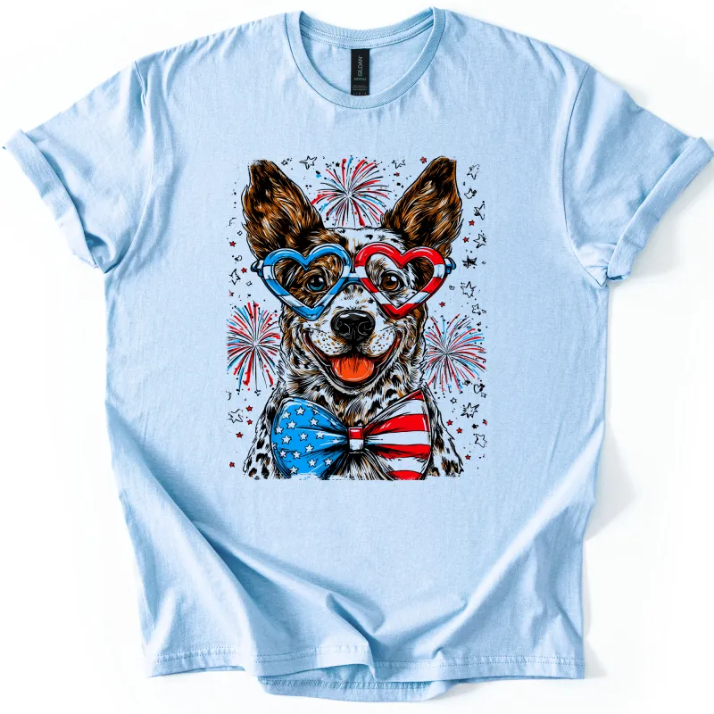 Australian Cattle Patriotic Dog, USA, America, Pet Lover, 4th of July, Soft Style T-Shirt sold by Refinery Number One
