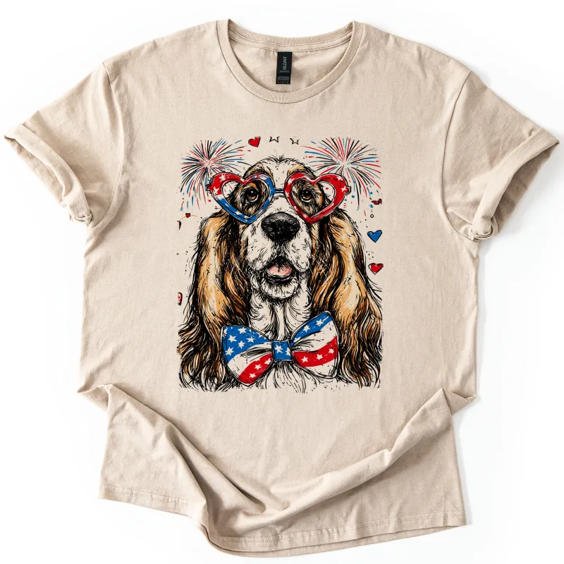 Basset Hound Patriotic Dog, USA, America, Pet Lover, 4th of July, Soft Style T-Shirt sold by Refinery Number One