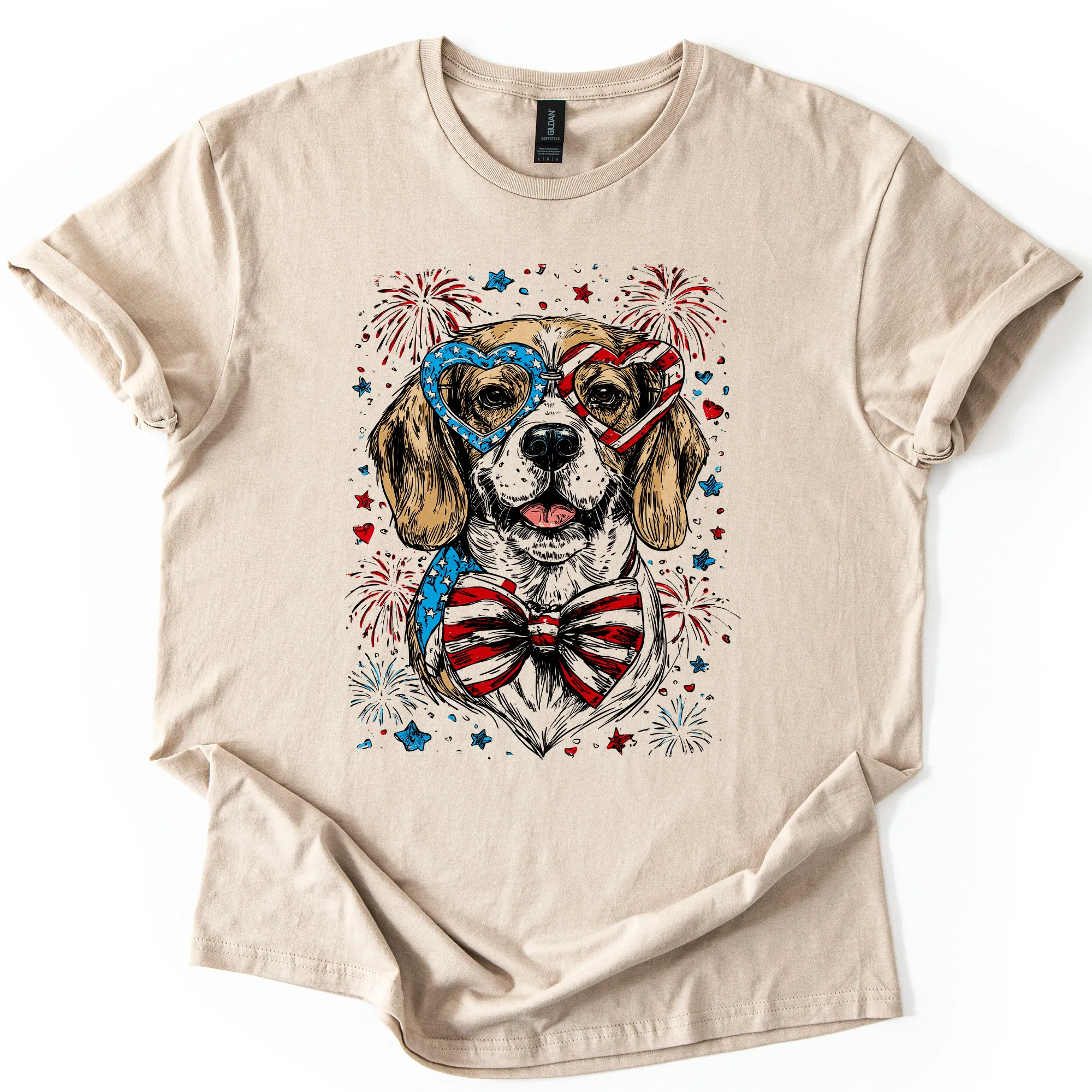 Beagle Patriotic Dog, USA, America, Pet Lover, 4th of July, Soft Style T-Shirt sold by Refinery Number One product image thumbnail 4