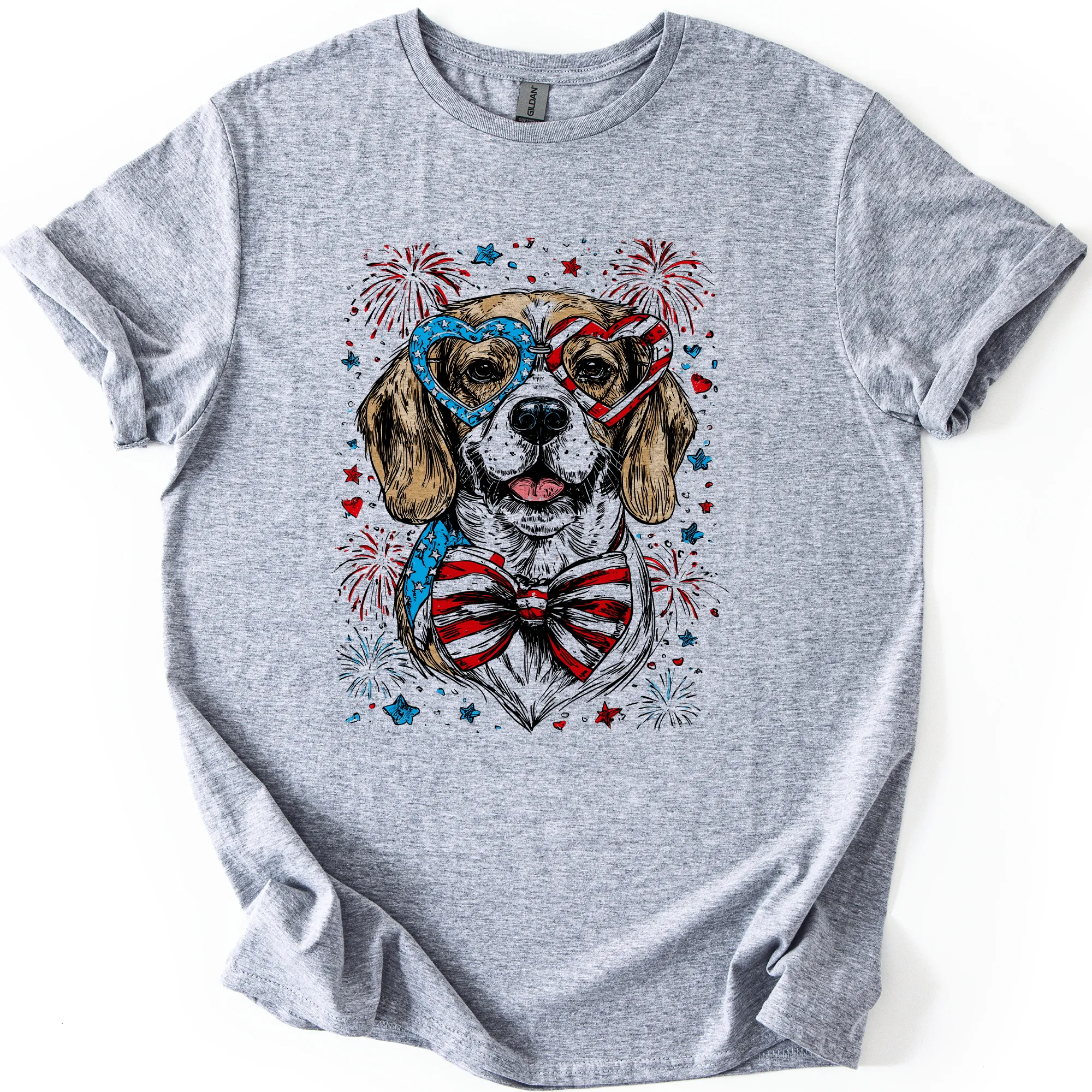 Beagle Patriotic Dog, USA, America, Pet Lover, 4th of July, Soft Style T-Shirt sold by Refinery Number One