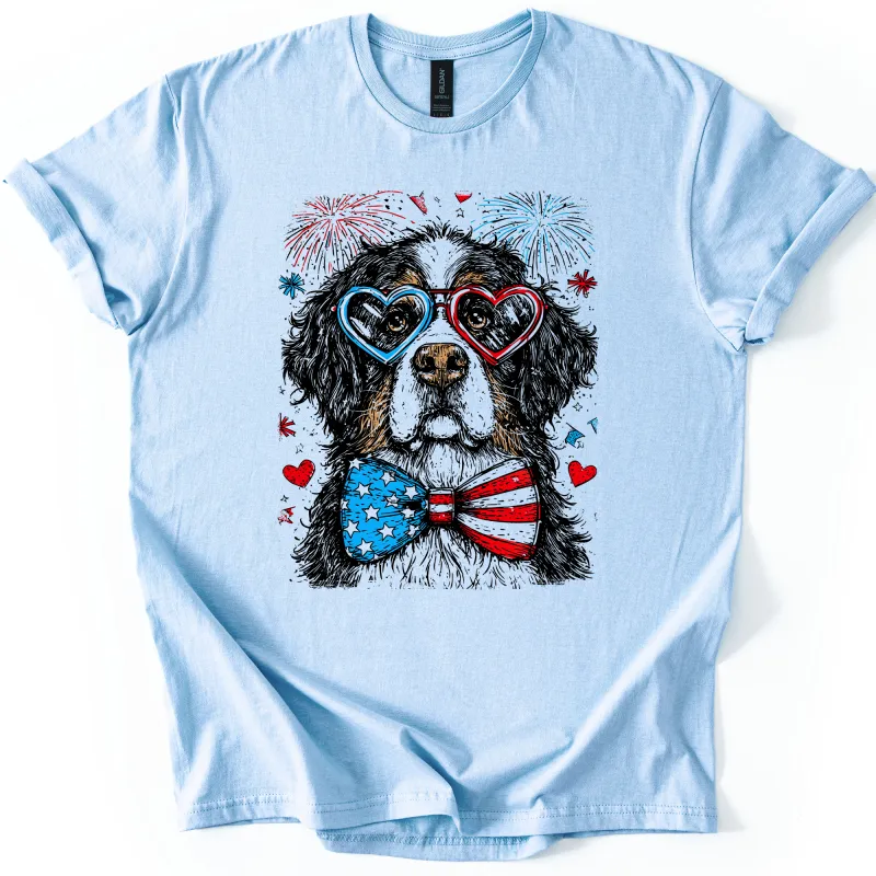 Bernese Mountain Patriotic Dog, USA, America, Pet Lover, 4th of July, Soft Style T-Shirt sold by Refinery Number One