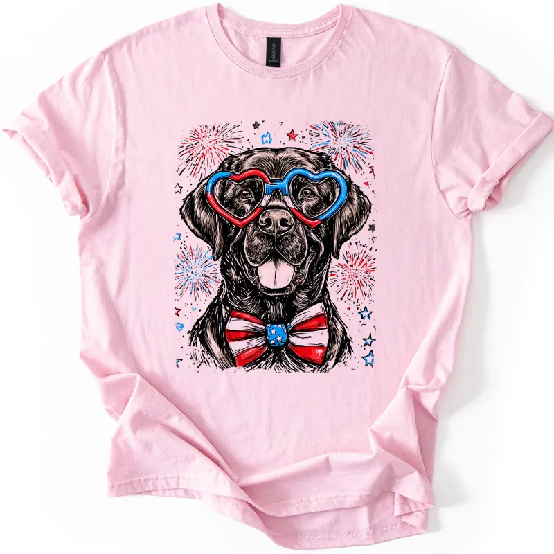 Black Labrador, Lab Patriotic Dog, USA, America, Pet Lover, 4th of July, Soft Style T-Shirt sold by Refinery Number One