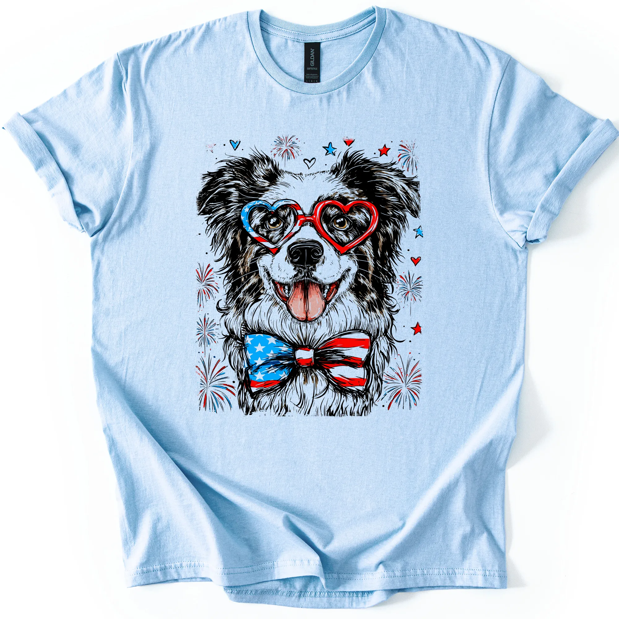 Border Collie Patriotic Dog, USA, America, Pet Lover, 4th of July, Soft Style T-Shirt sold by Refinery Number One product image thumbnail 2