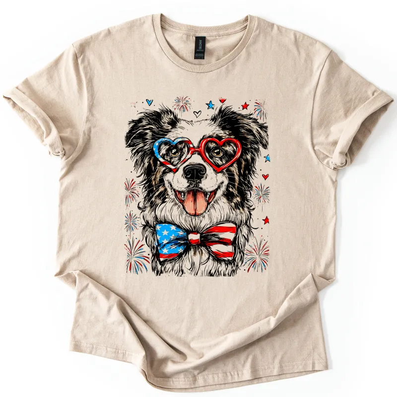 Border Collie Patriotic Dog, USA, America, Pet Lover, 4th of July, Soft Style T-Shirt sold by Refinery Number One