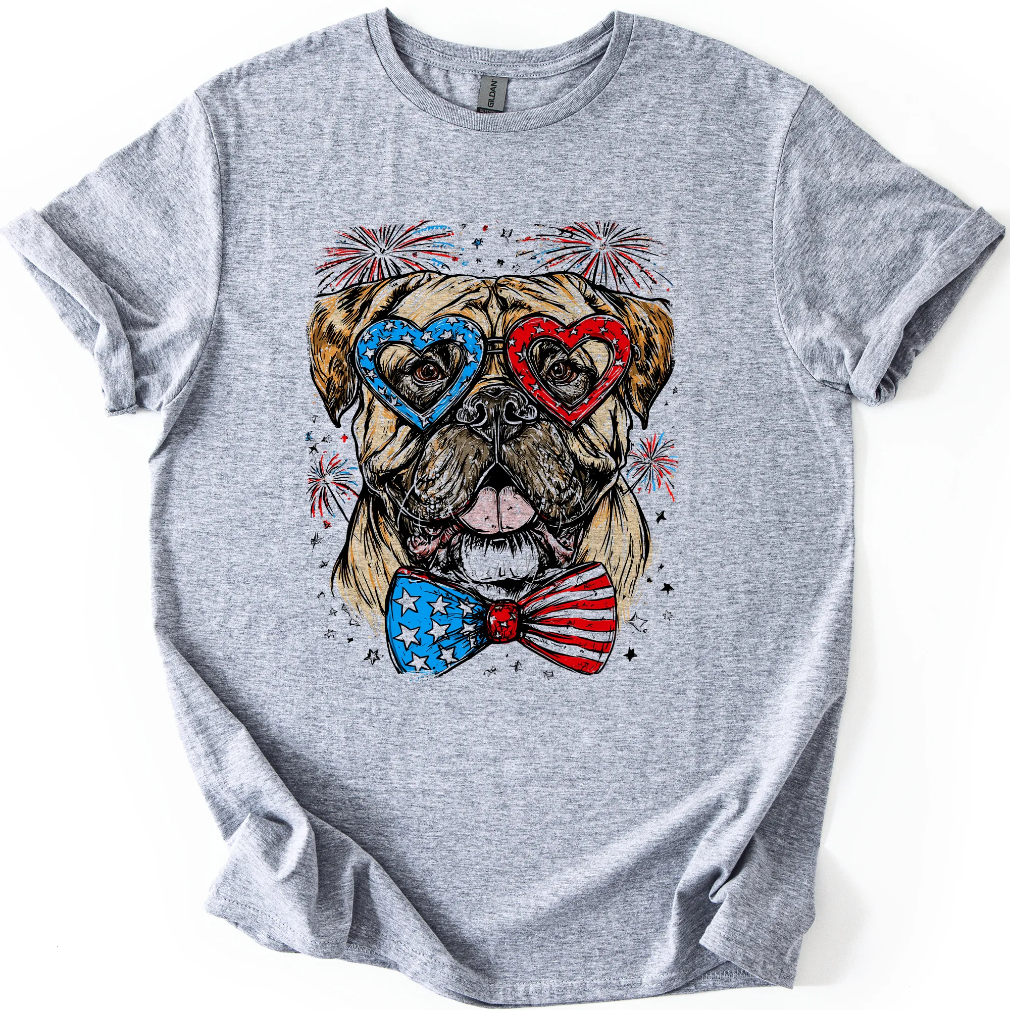 Bull Mastiff Patriotic Dog, USA, America, Pet Lover, 4th of July, Soft Style T-Shirt sold by Refinery Number One product image thumbnail 5