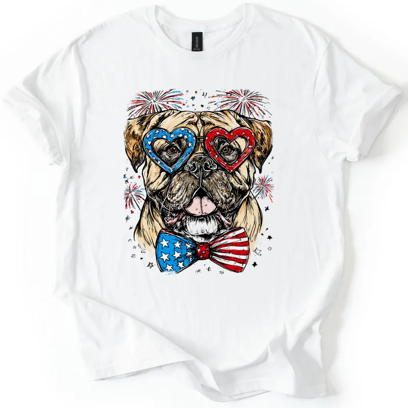 Bull Mastiff Patriotic Dog, USA, America, Pet Lover, 4th of July, Soft Style T-Shirt sold by Refinery Number One