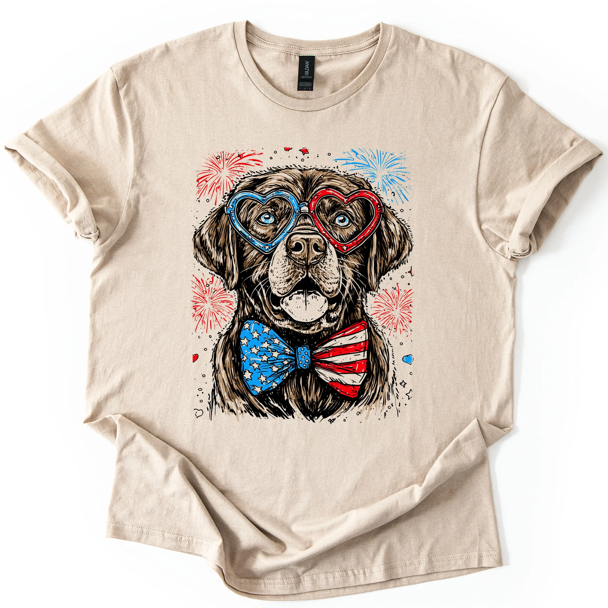 Chocolate Labrador, Lab Patriotic Dog, USA, America, Pet Lover, 4th of July, Soft Style T-Shirt sold by Refinery Number One product image thumbnail 4