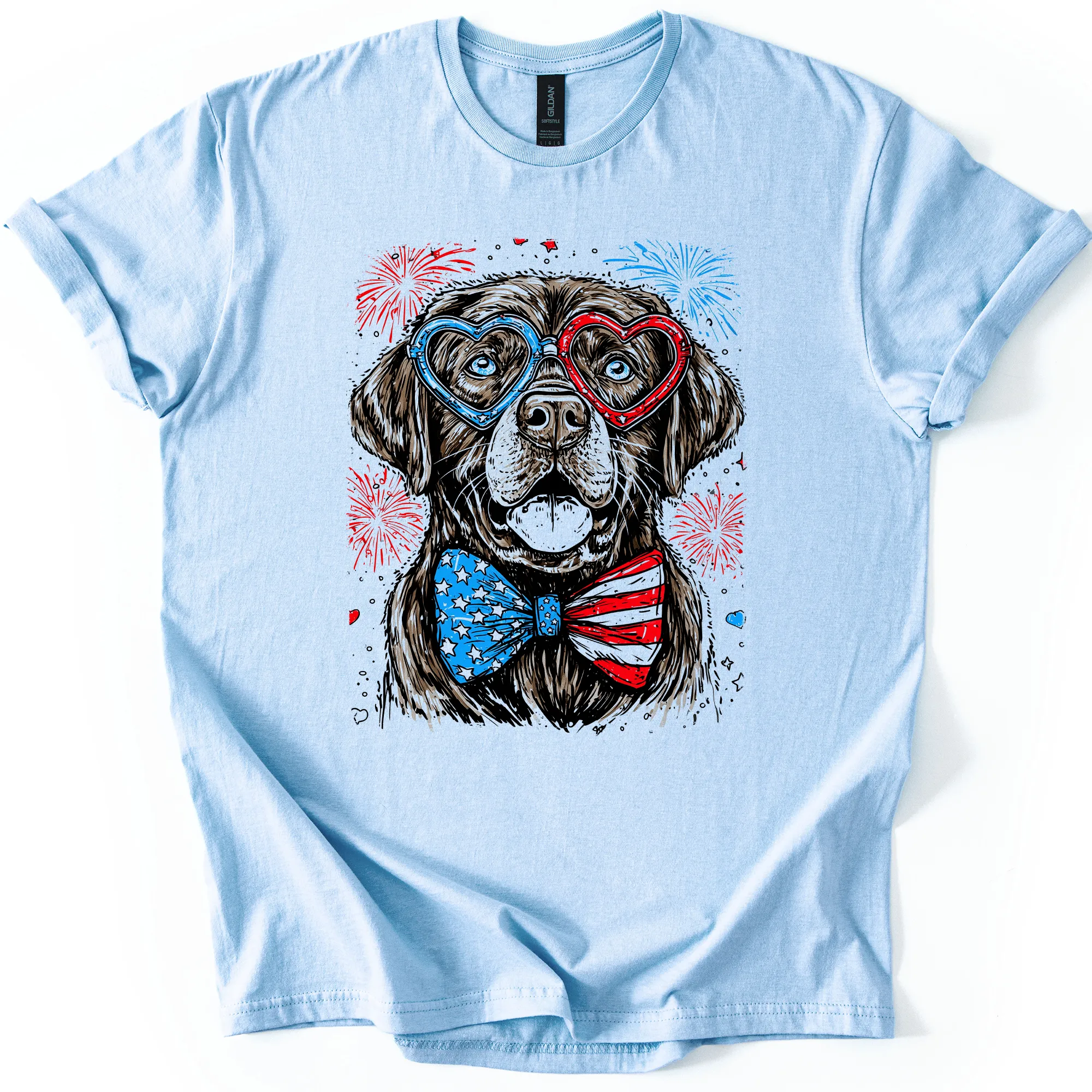 Chocolate Labrador, Lab Patriotic Dog, USA, America, Pet Lover, 4th of July, Soft Style T-Shirt sold by Refinery Number One product image thumbnail 2