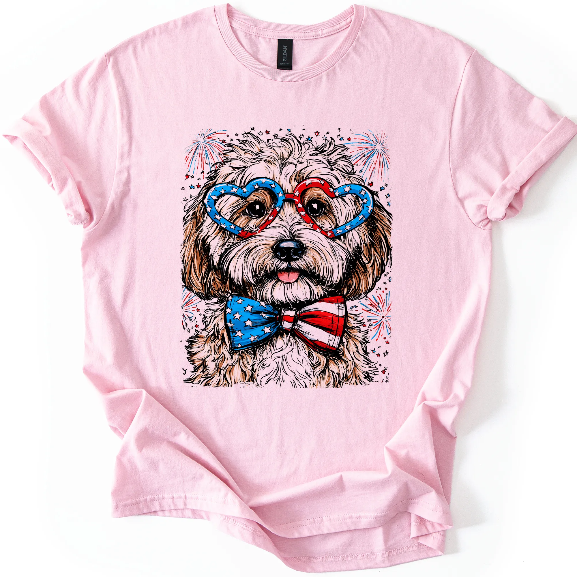 Cockapoo Patriotic Dog, USA, America, Pet Lover, 4th of July, Soft Style T-Shirt sold by Refinery Number One product image thumbnail 3