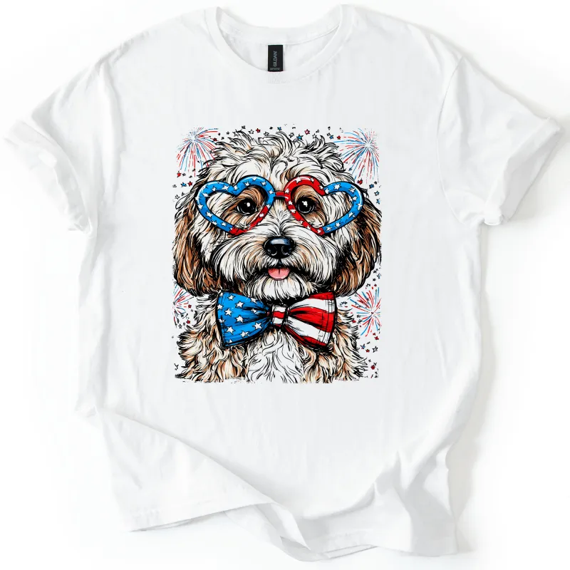 Cockapoo Patriotic Dog, USA, America, Pet Lover, 4th of July, Soft Style T-Shirt made by Refinery Number One