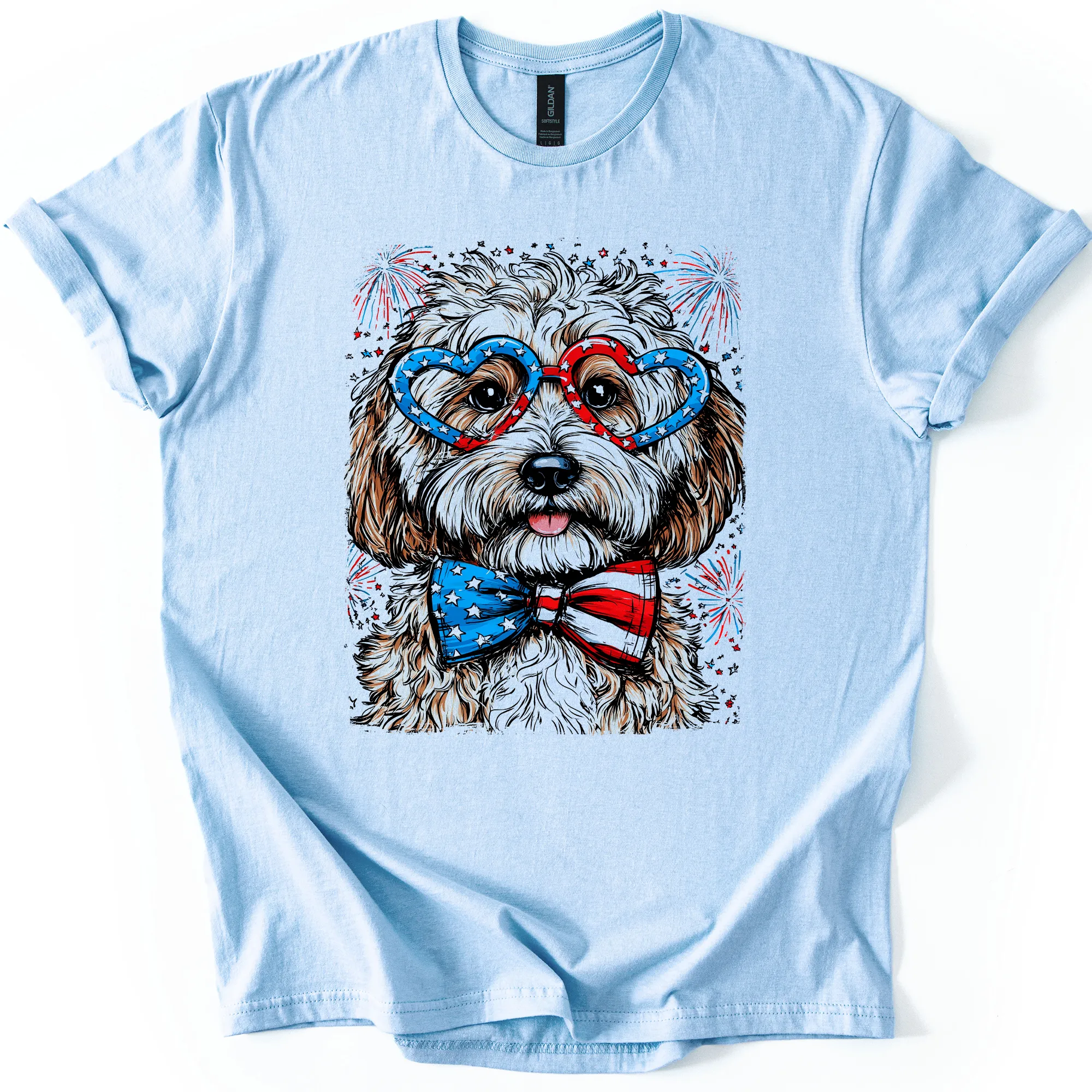 Cockapoo Patriotic Dog, USA, America, Pet Lover, 4th of July, Soft Style T-Shirt sold by Refinery Number One product image thumbnail 2