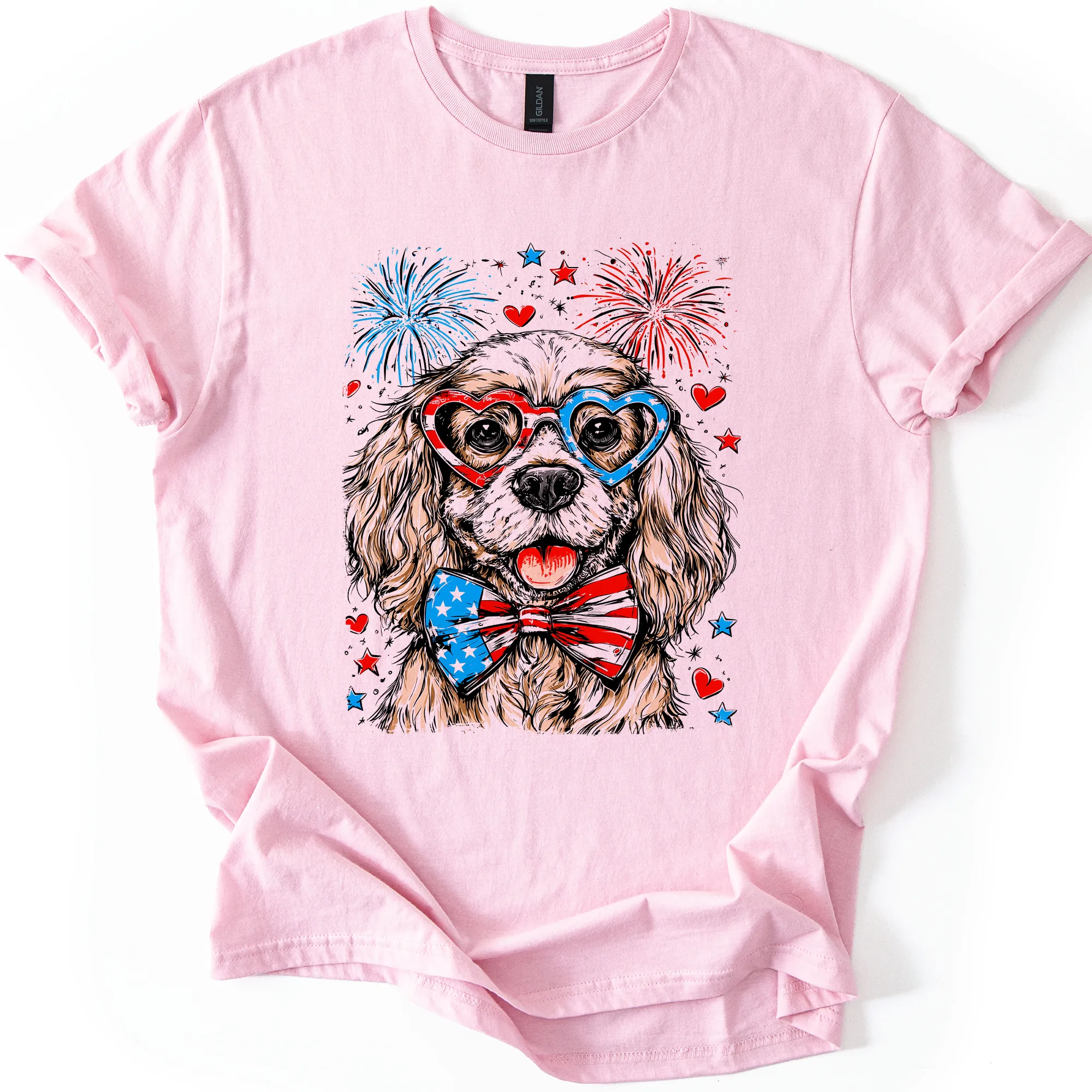 Cocker Spaniel Patriotic Dog, USA, America, Pet Lover, 4th of July, Soft Style T-Shirt sold by Refinery Number One product image thumbnail 2