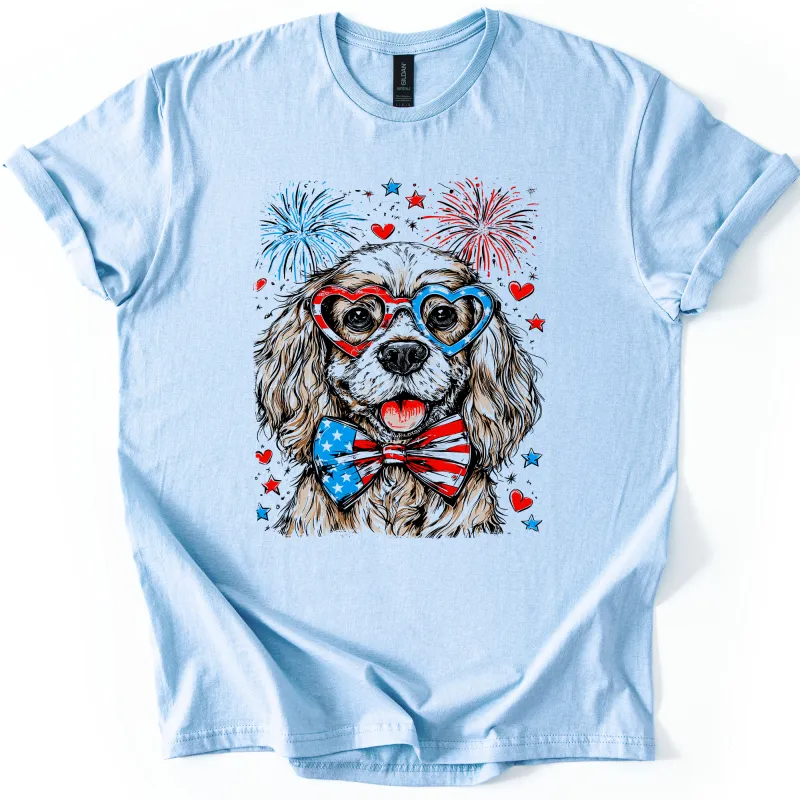 Cocker Spaniel Patriotic Dog, USA, America, Pet Lover, 4th of July, Soft Style T-Shirt made by Refinery Number One
