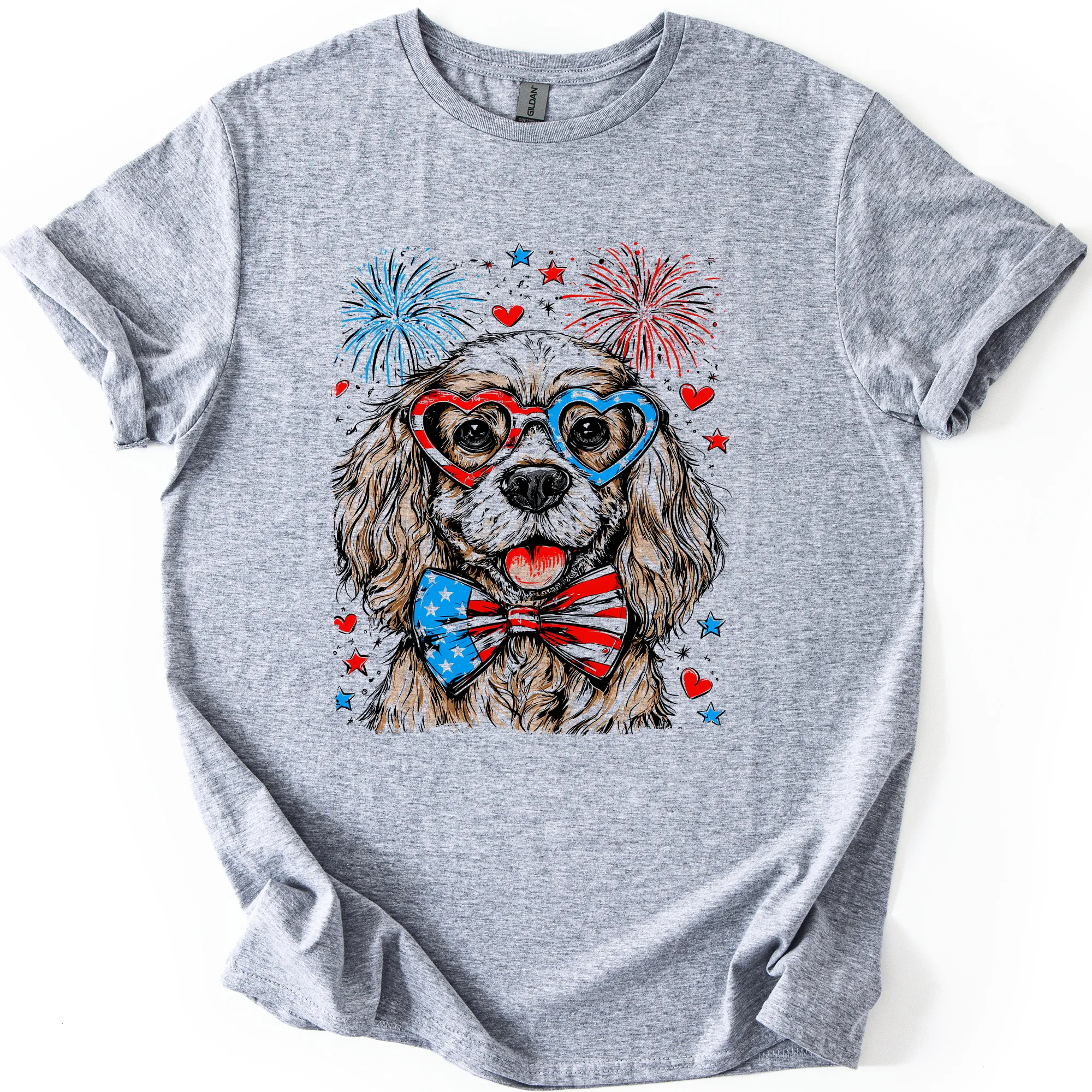 Cocker Spaniel Patriotic Dog, USA, America, Pet Lover, 4th of July, Soft Style T-Shirt sold by Refinery Number One product image thumbnail 4
