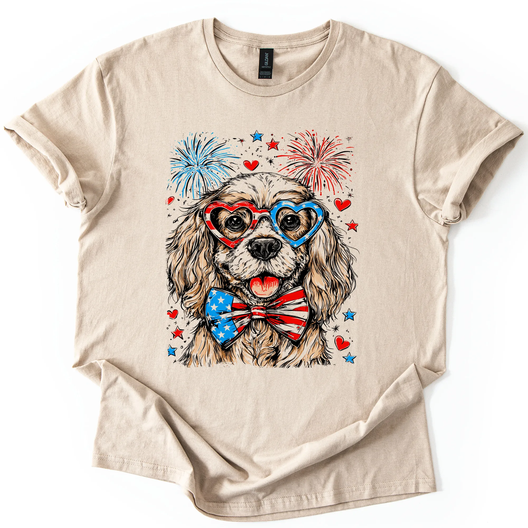 Cocker Spaniel Patriotic Dog, USA, America, Pet Lover, 4th of July, Soft Style T-Shirt sold by Refinery Number One product image thumbnail 3