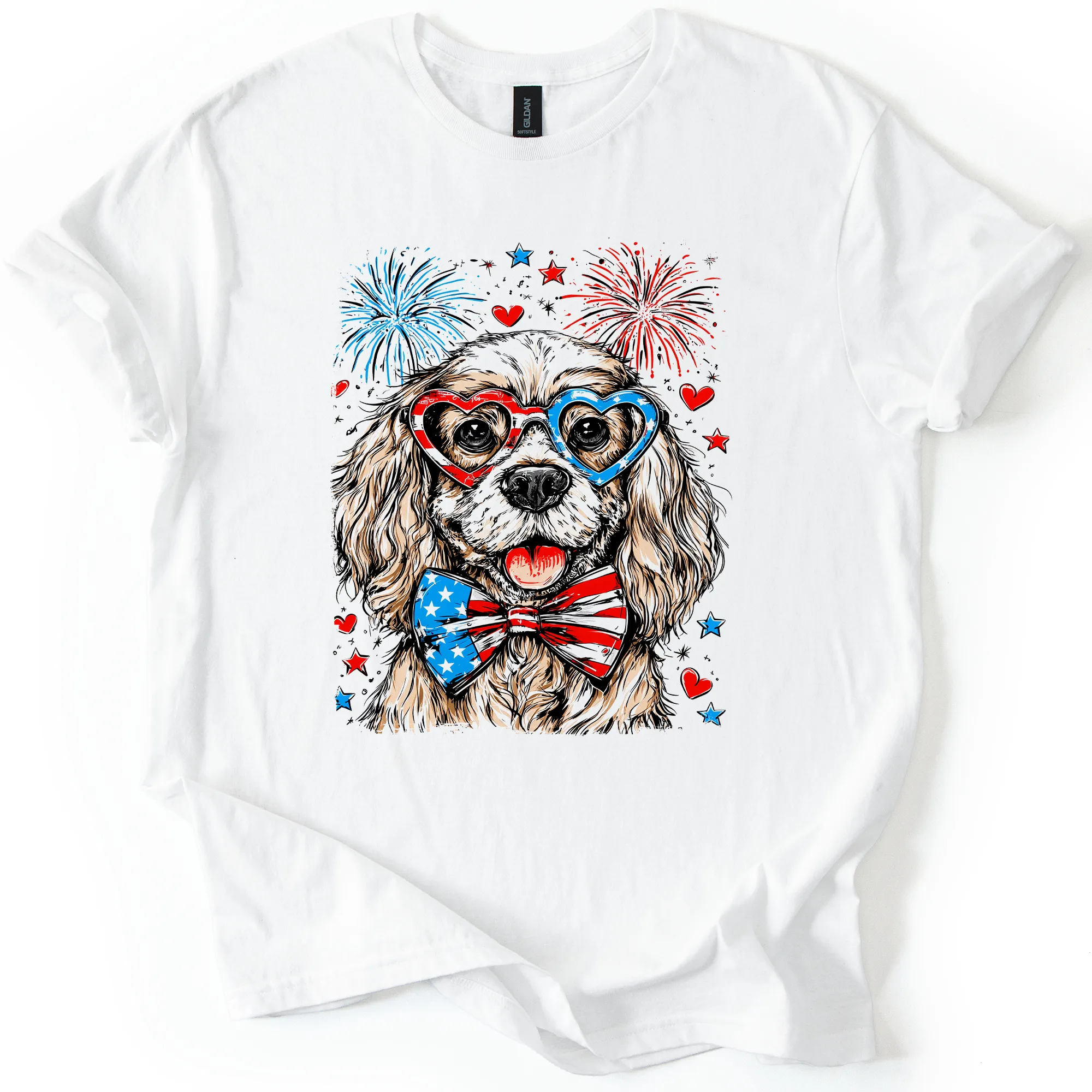 Cocker Spaniel Patriotic Dog, USA, America, Pet Lover, 4th of July, Soft Style T-Shirt sold by Refinery Number One product image thumbnail 5