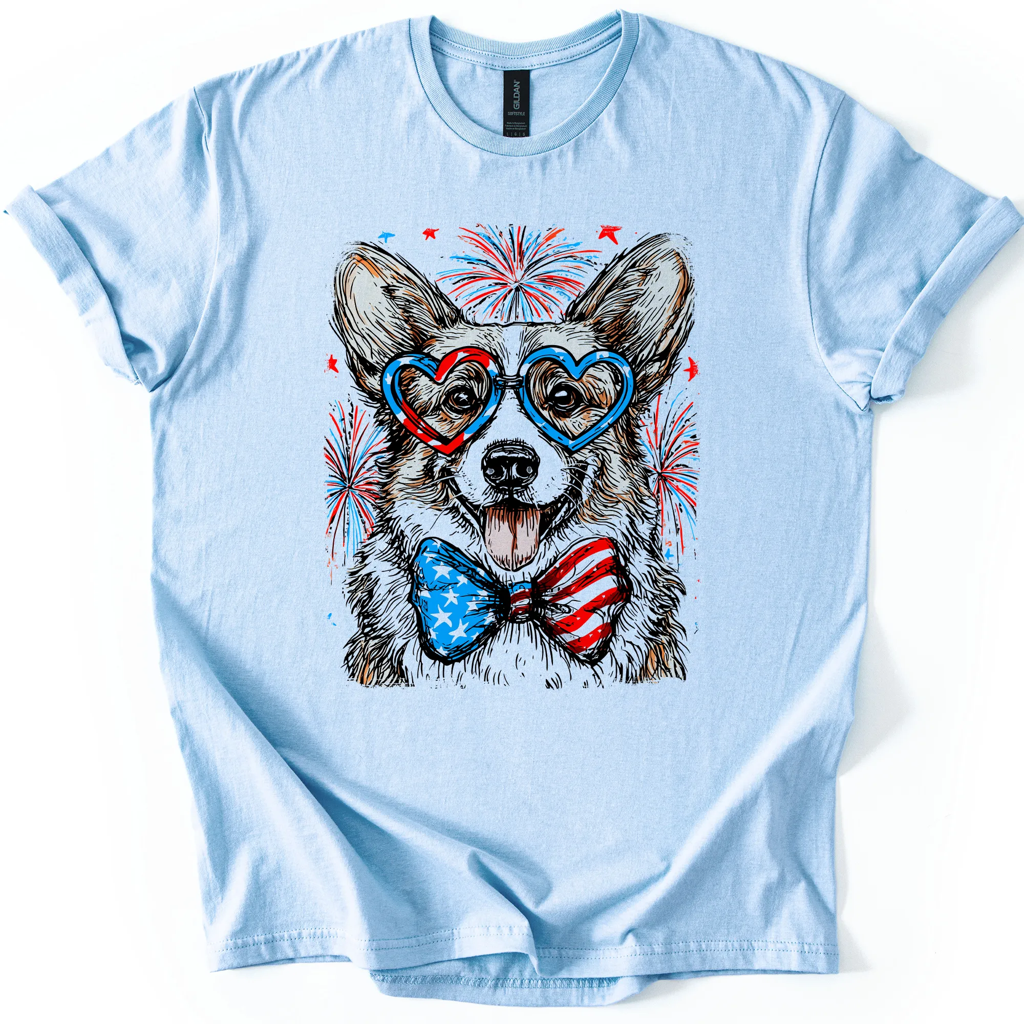 Corgi Patriotic Dog, USA, America, Pet Lover, 4th of July, Soft Style T-Shirt sold by Refinery Number One product image thumbnail 2