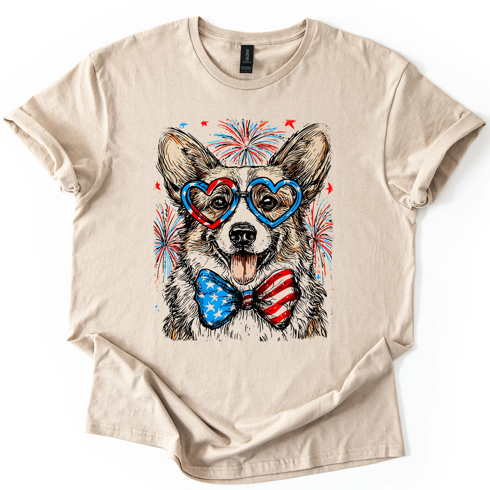 Corgi Patriotic Dog, USA, America, Pet Lover, 4th of July, Soft Style T-Shirt sold by Refinery Number One product image thumbnail 3