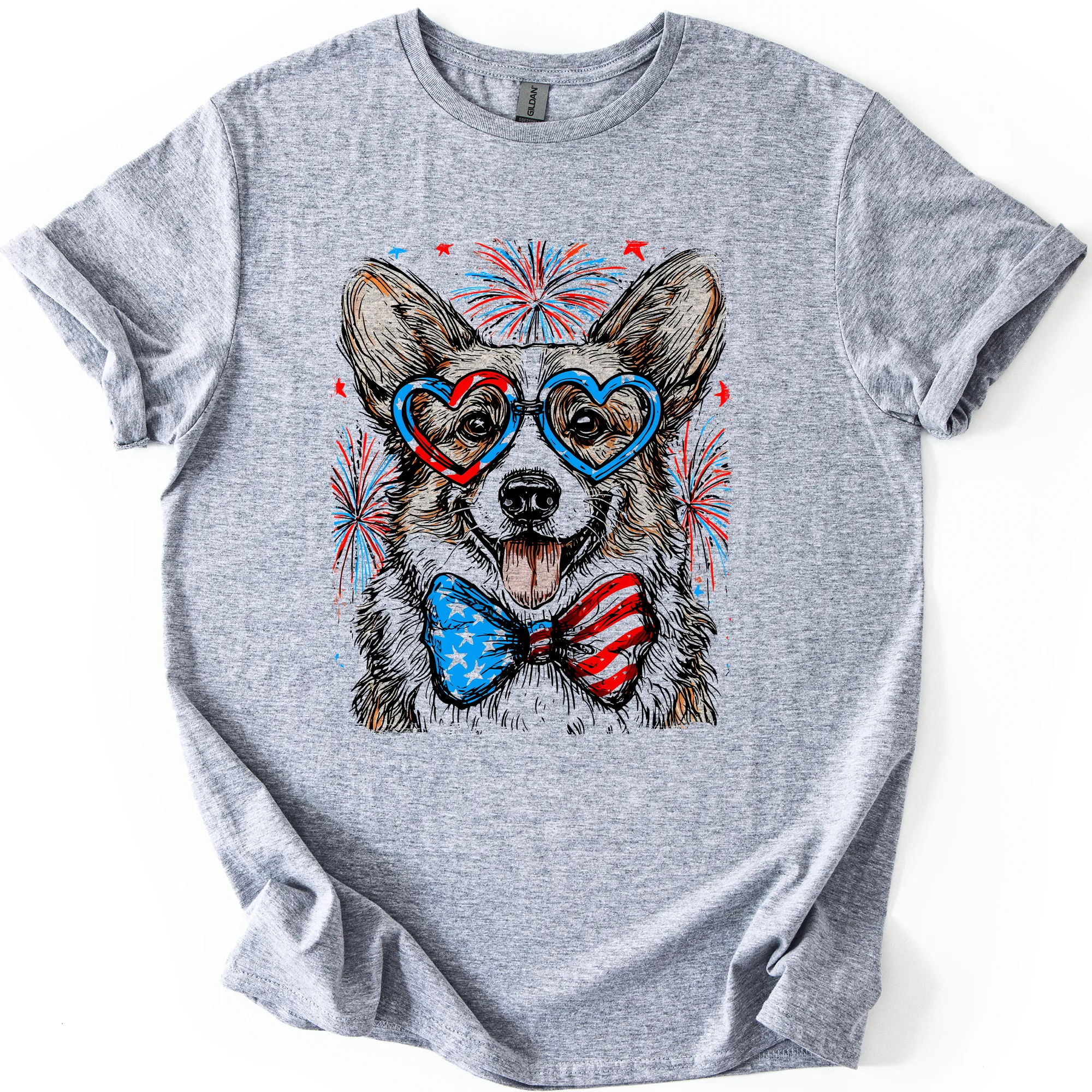 Corgi Patriotic Dog, USA, America, Pet Lover, 4th of July, Soft Style T-Shirt sold by Refinery Number One product image thumbnail 4