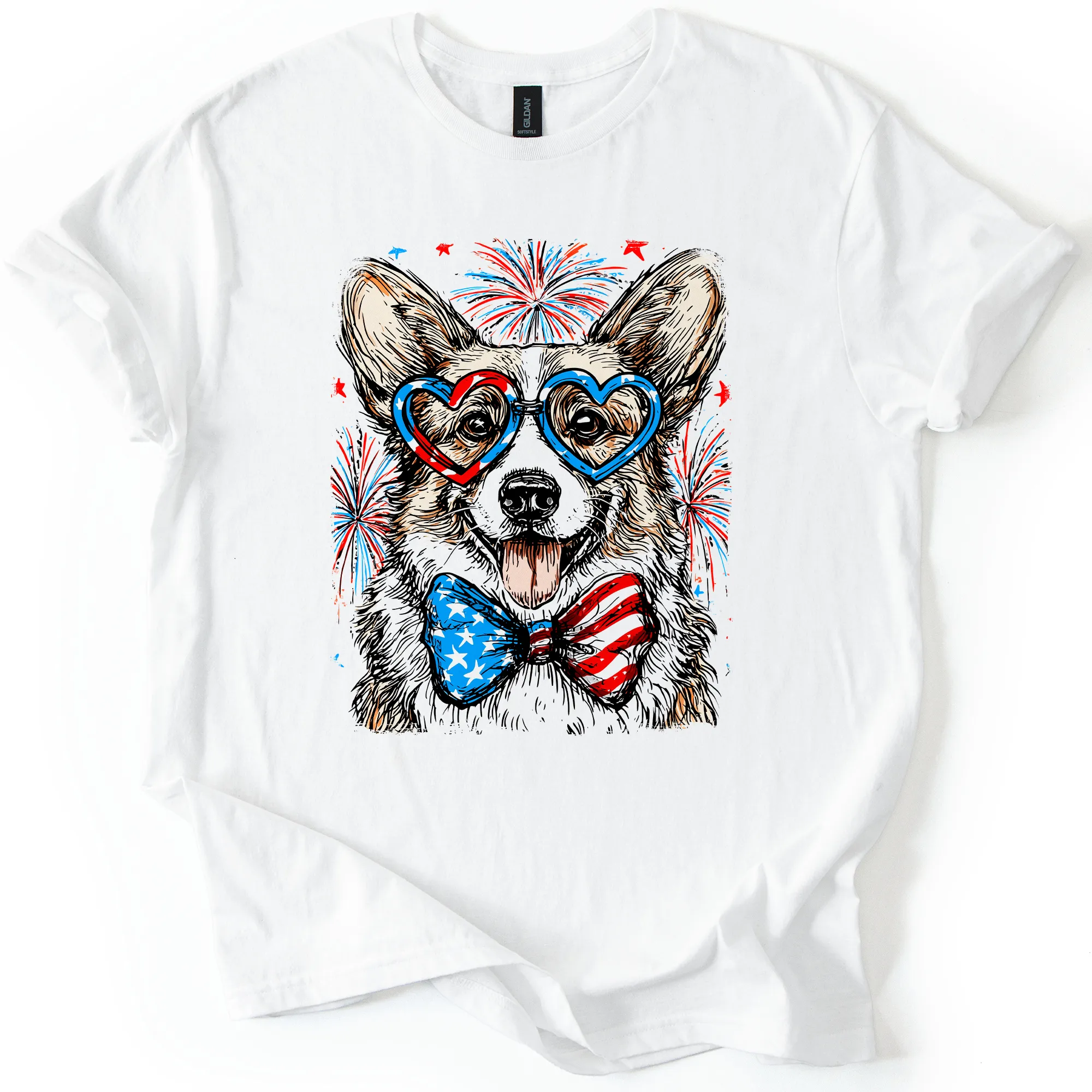 Corgi Patriotic Dog, USA, America, Pet Lover, 4th of July, Soft Style T-Shirt sold by Refinery Number One product image thumbnail 5