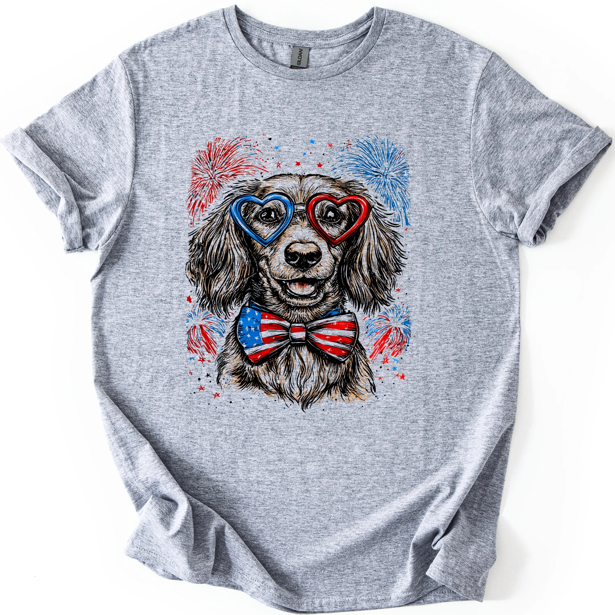 Dachshund Patriotic Dog USA Flag Lover 4th of July Celebration Edition Graphic Tee sold by Refinery Number One product image thumbnail 4