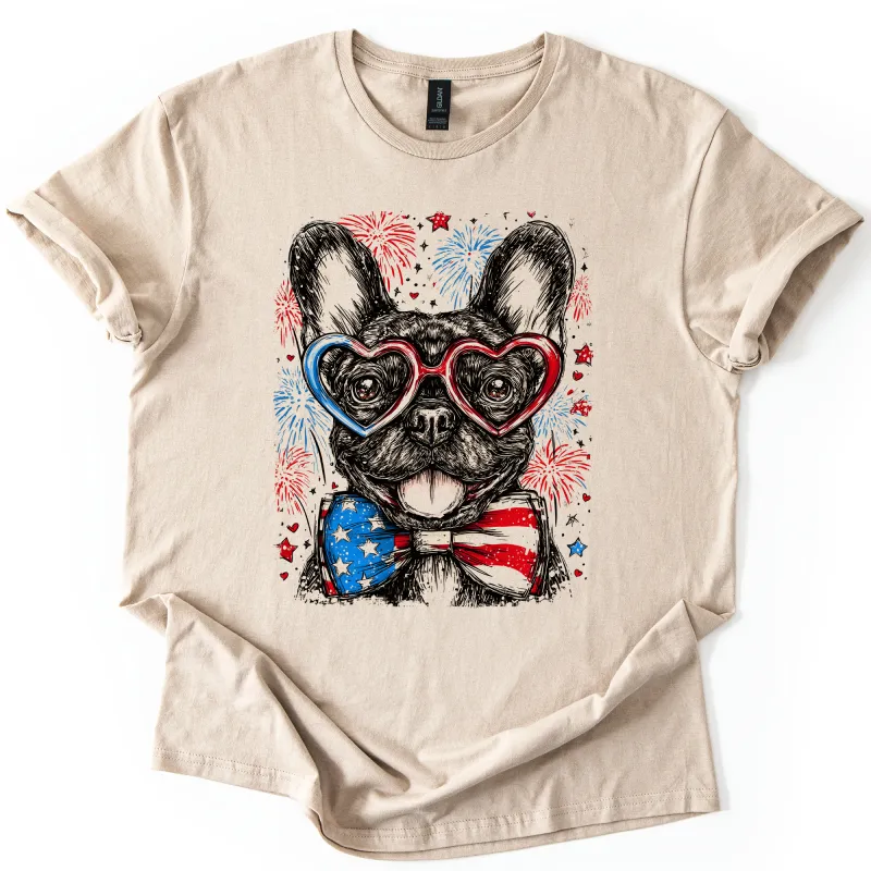 French Bulldog, Frenchie Patriotic Dog, USA, America, Pet Lover, 4th of July, Soft Style T-Shirt sold by Refinery Number One