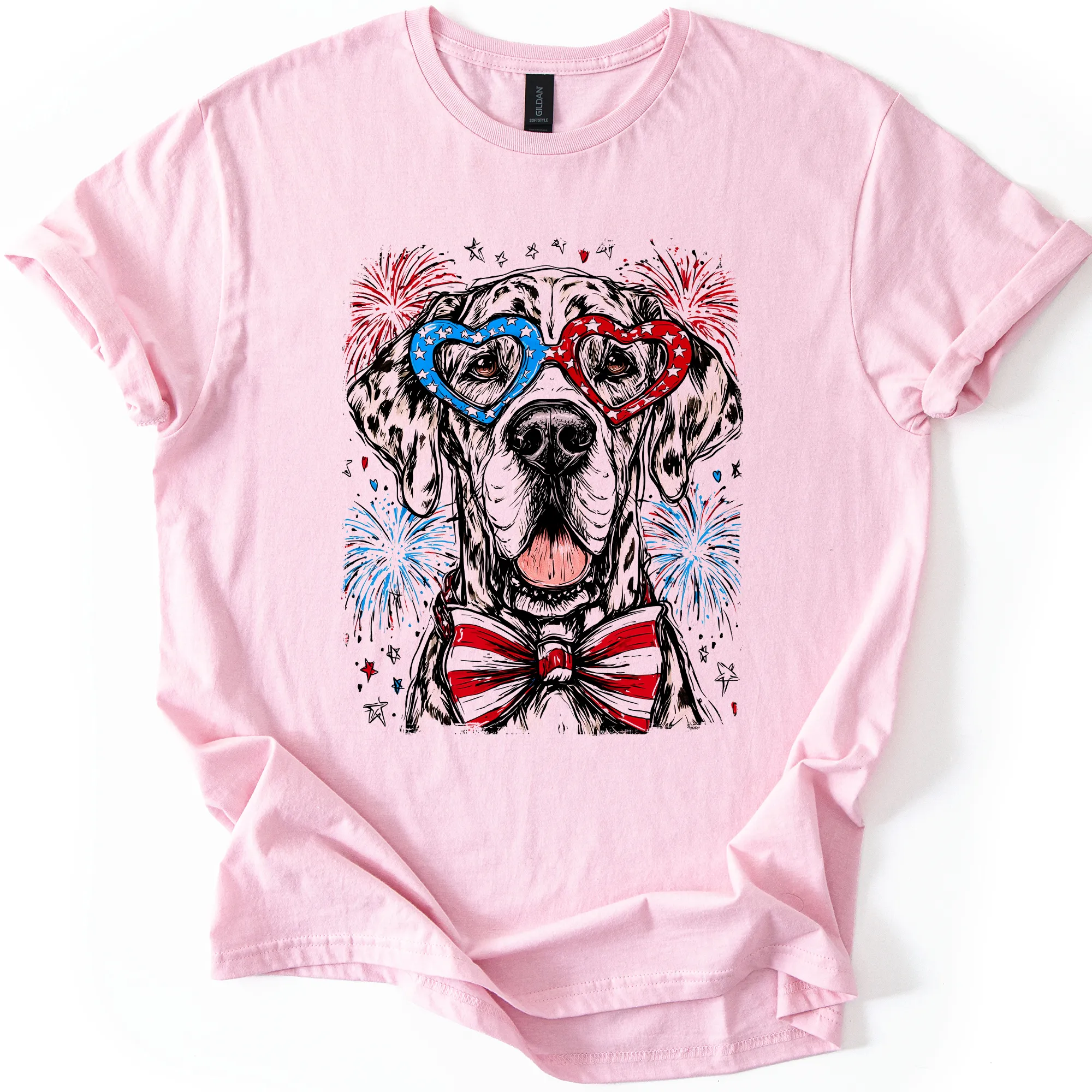 Great Dane Patriotic Dog, USA, America, Pet Lover, 4th of July, Soft Style T-Shirt sold by Refinery Number One