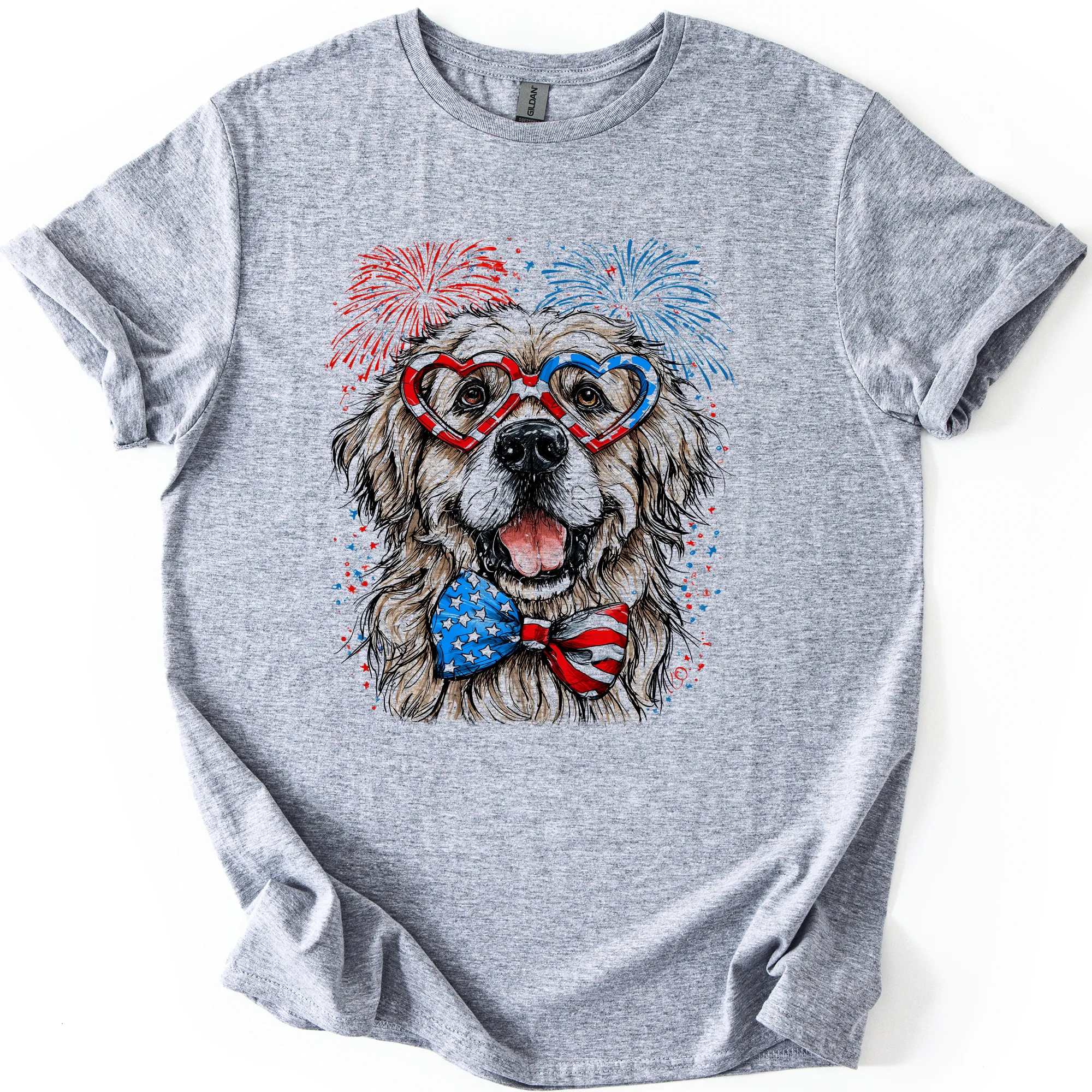 Great Pyrenees Patriotic Dog, USA, America, Pet Lover, 4th of July, Soft Style T-Shirt sold by Refinery Number One