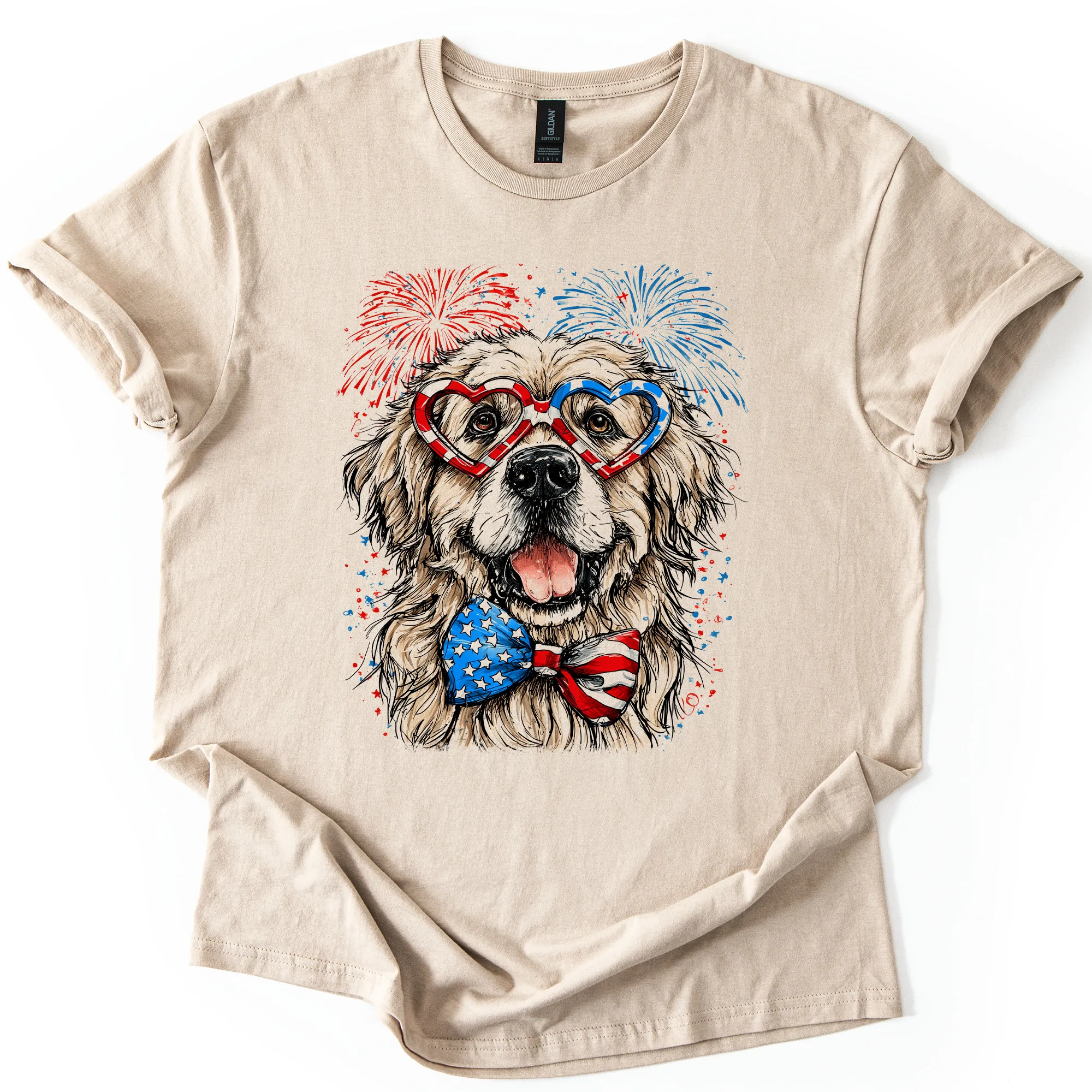 Great Pyrenees Patriotic Dog, USA, America, Pet Lover, 4th of July, Soft Style T-Shirt sold by Refinery Number One product image thumbnail 4