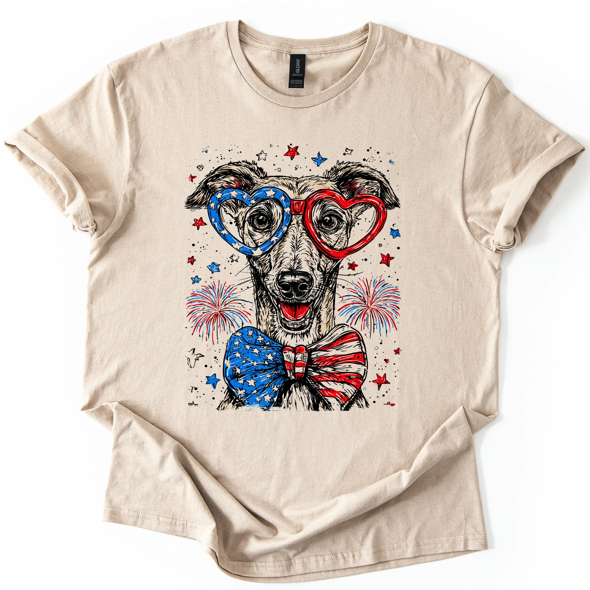 Greyhound Patriotic Dog, USA, America, Pet Lover, 4th of July, Soft Style T-Shirt sold by Refinery Number One product image thumbnail 4
