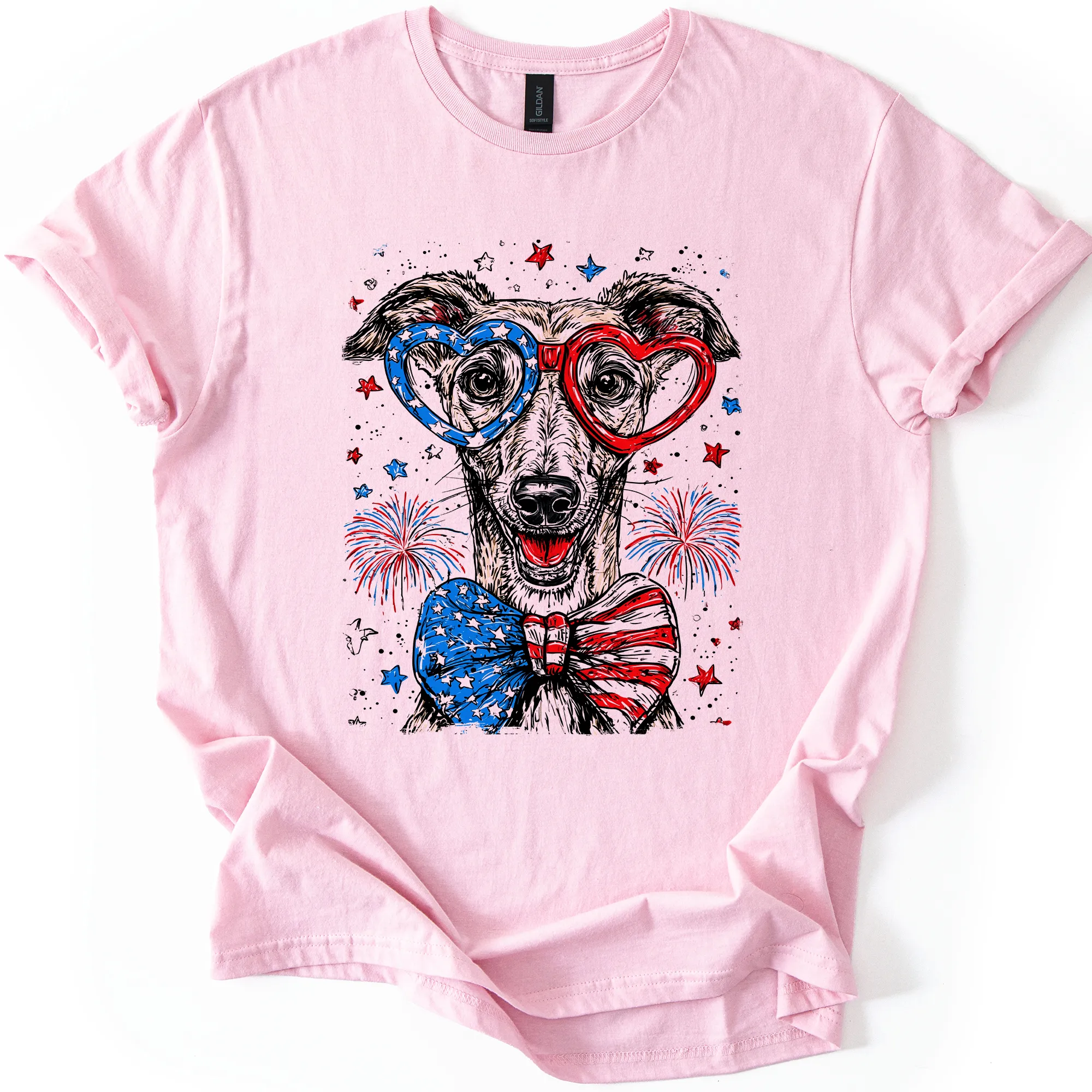 Greyhound Patriotic Dog, USA, America, Pet Lover, 4th of July, Soft Style T-Shirt sold by Refinery Number One product image thumbnail 3