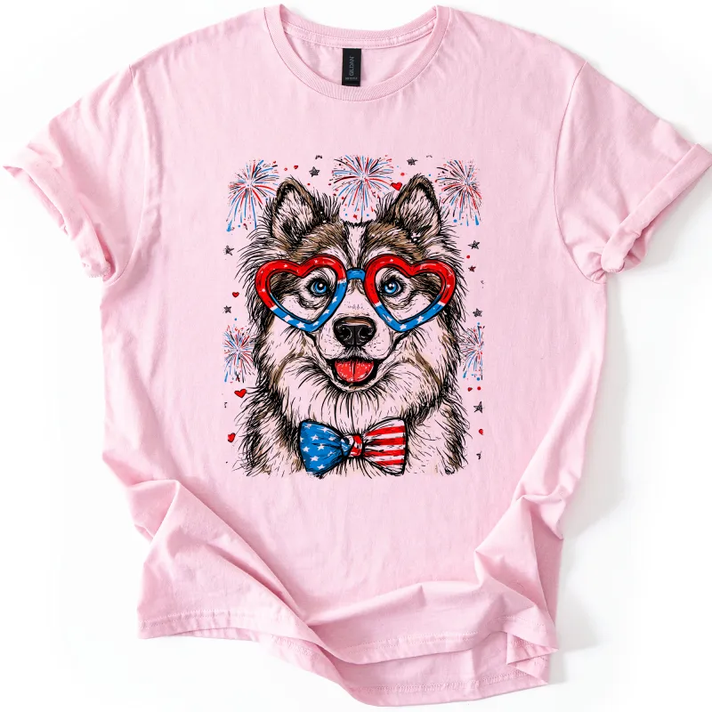 Husky Patriotic Dog, USA, America, Pet Lover, 4th of July, Soft Style T-Shirt sold by Refinery Number One