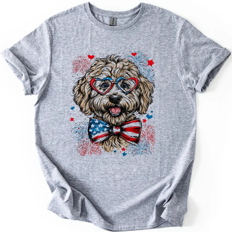 Labradoodle Patriotic Dog, USA, America, Pet Lover, 4th of July, Soft Style T-Shirt sold by Refinery Number One