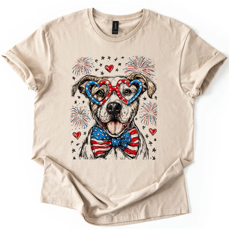 Pitbull Terrier Patriotic Dog, USA, America, Pet Lover, 4th of July, Soft Style T-Shirt sold by Refinery Number One