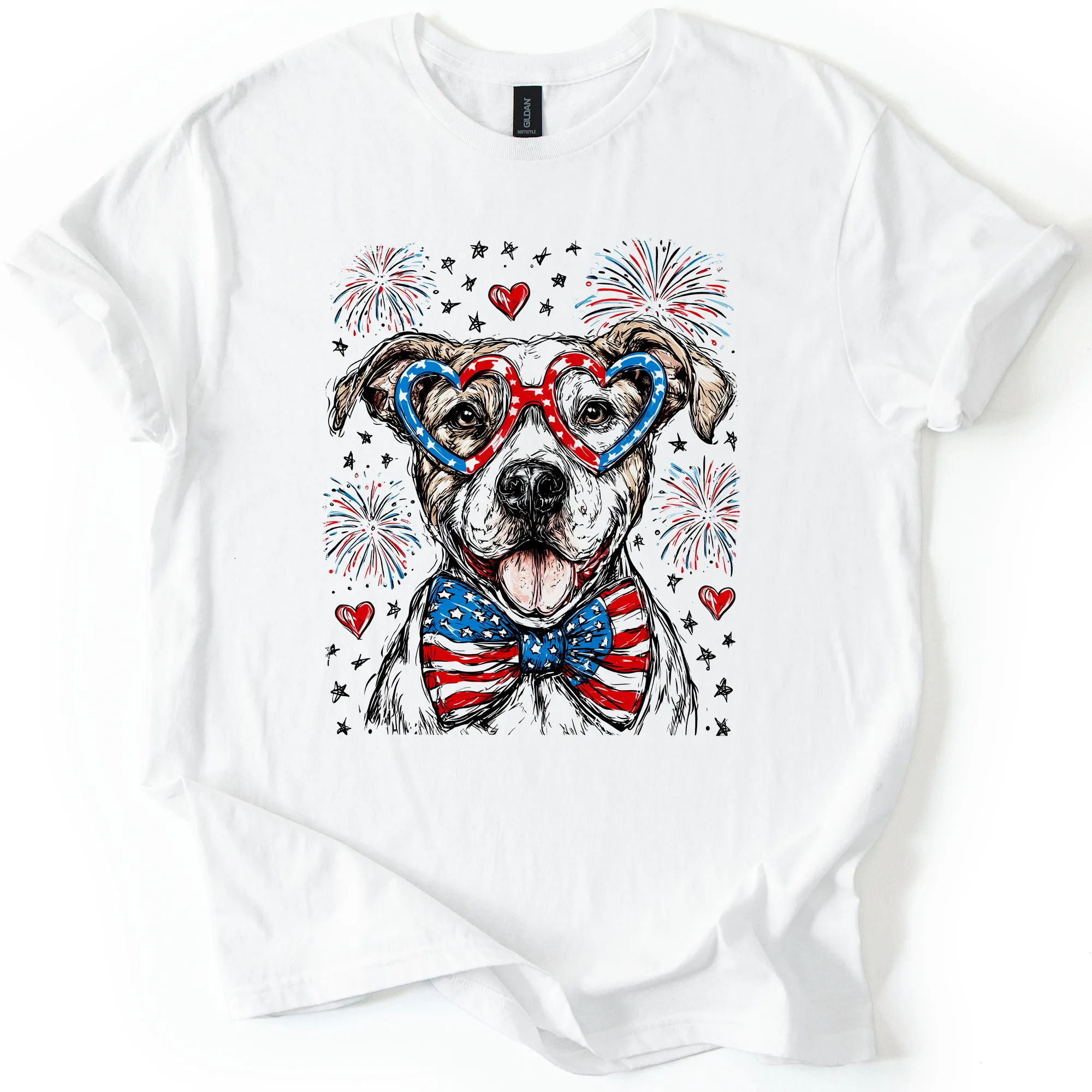 Pitbull Terrier Patriotic Dog, USA, America, Pet Lover, 4th of July, Soft Style T-Shirt sold by Refinery Number One product image thumbnail 5
