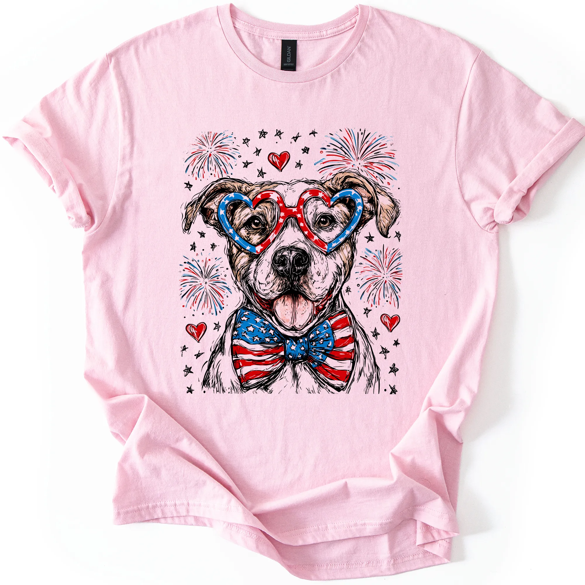 Pitbull Terrier Patriotic Dog, USA, America, Pet Lover, 4th of July, Soft Style T-Shirt sold by Refinery Number One product image thumbnail 3