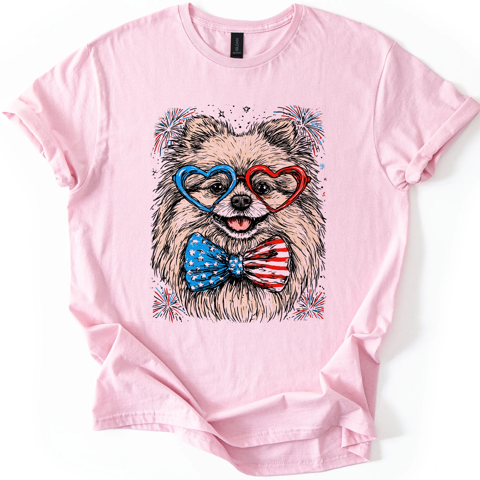 Pomeranian Patriotic Dog, USA, America, Pet Lover, 4th of July, Soft Style T-Shirt sold by Refinery Number One product image thumbnail 3