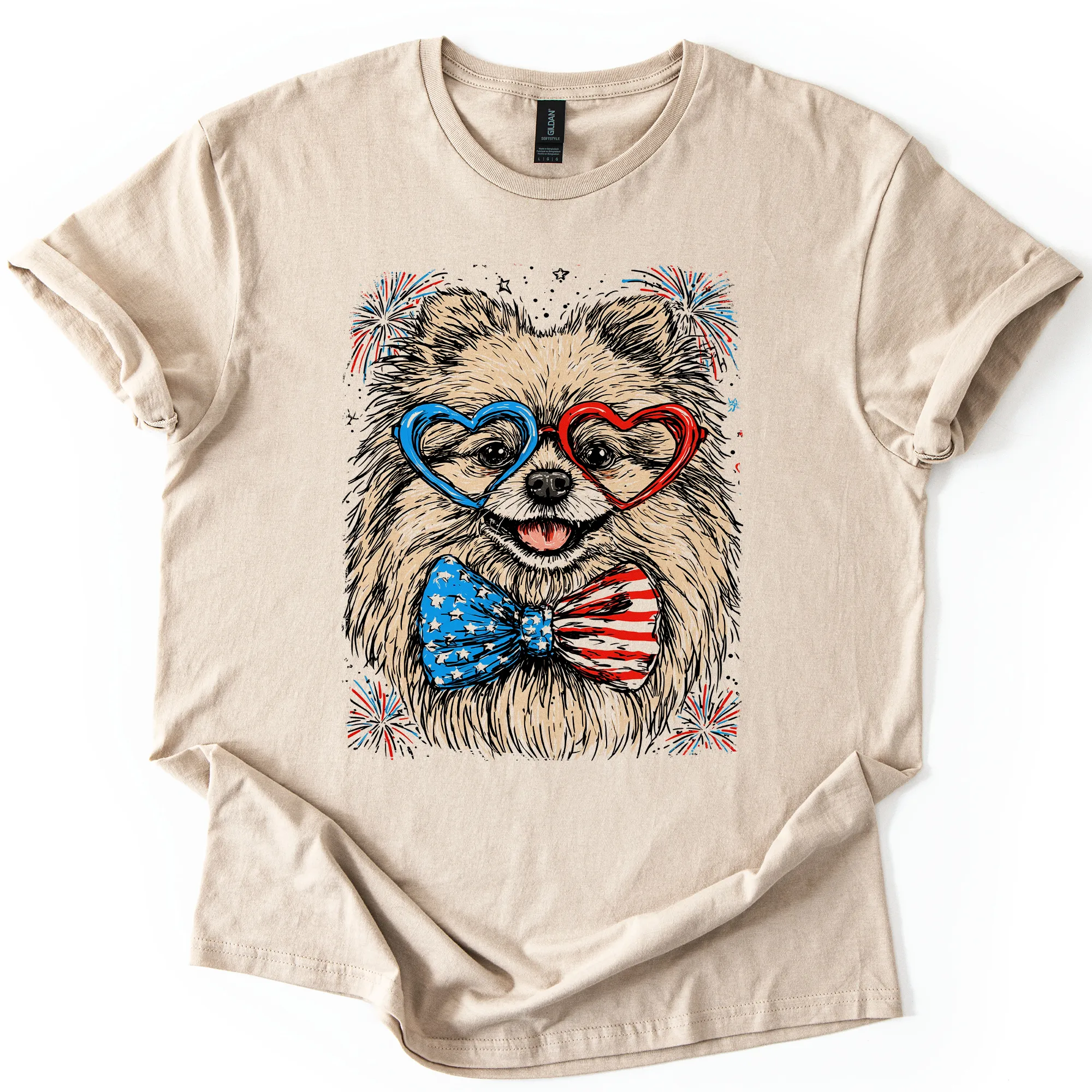 Pomeranian Patriotic Dog, USA, America, Pet Lover, 4th of July, Soft Style T-Shirt sold by Refinery Number One product image thumbnail 4