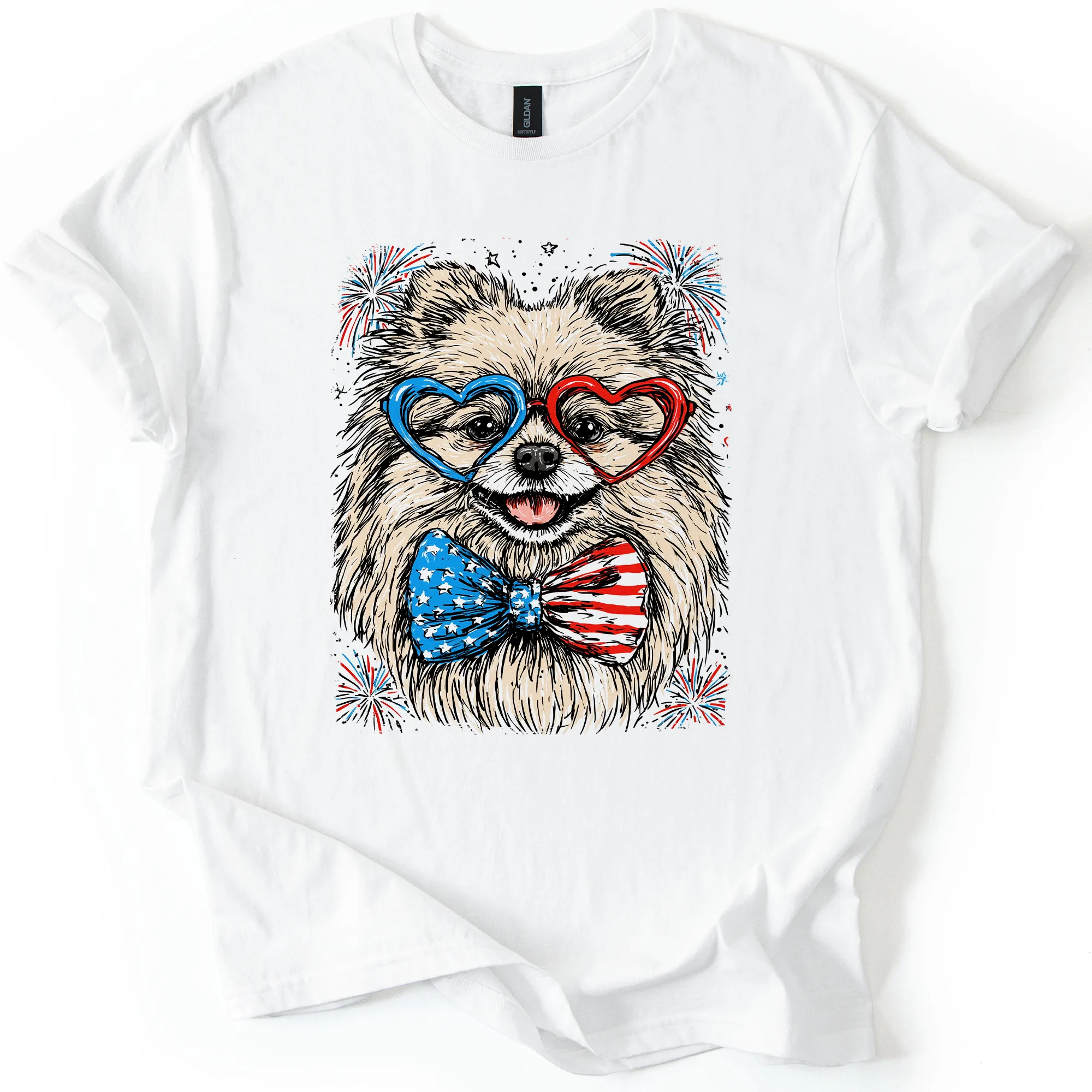 Pomeranian Patriotic Dog, USA, America, Pet Lover, 4th of July, Soft Style T-Shirt sold by Refinery Number One product image thumbnail 5