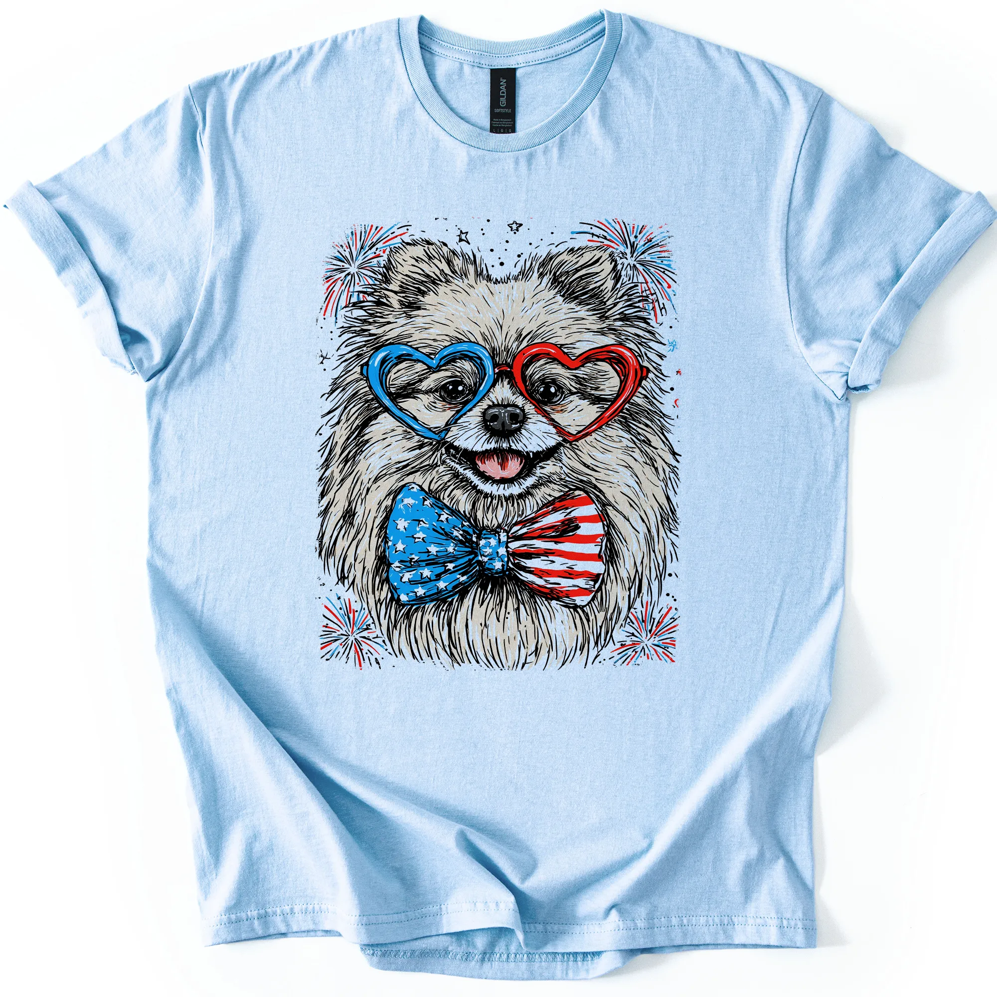 Pomeranian Patriotic Dog, USA, America, Pet Lover, 4th of July, Soft Style T-Shirt sold by Refinery Number One product image thumbnail 2