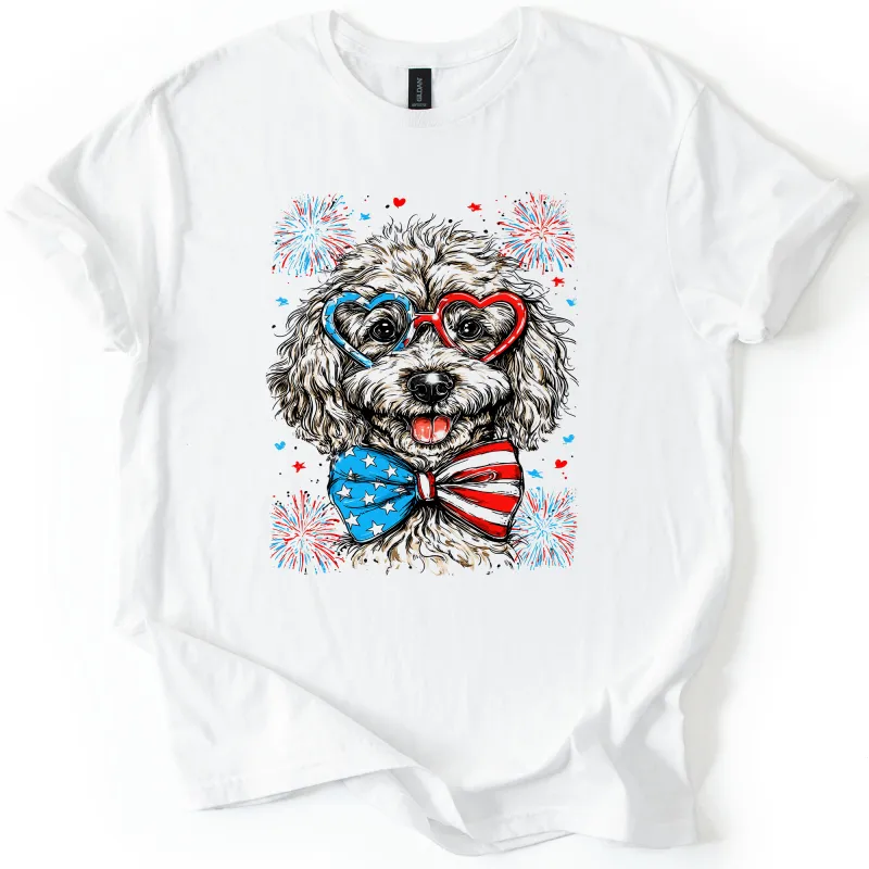 Poodle Patriotic Dog, USA, America, Pet Lover, 4th of July, Soft Style T-Shirt sold by Refinery Number One
