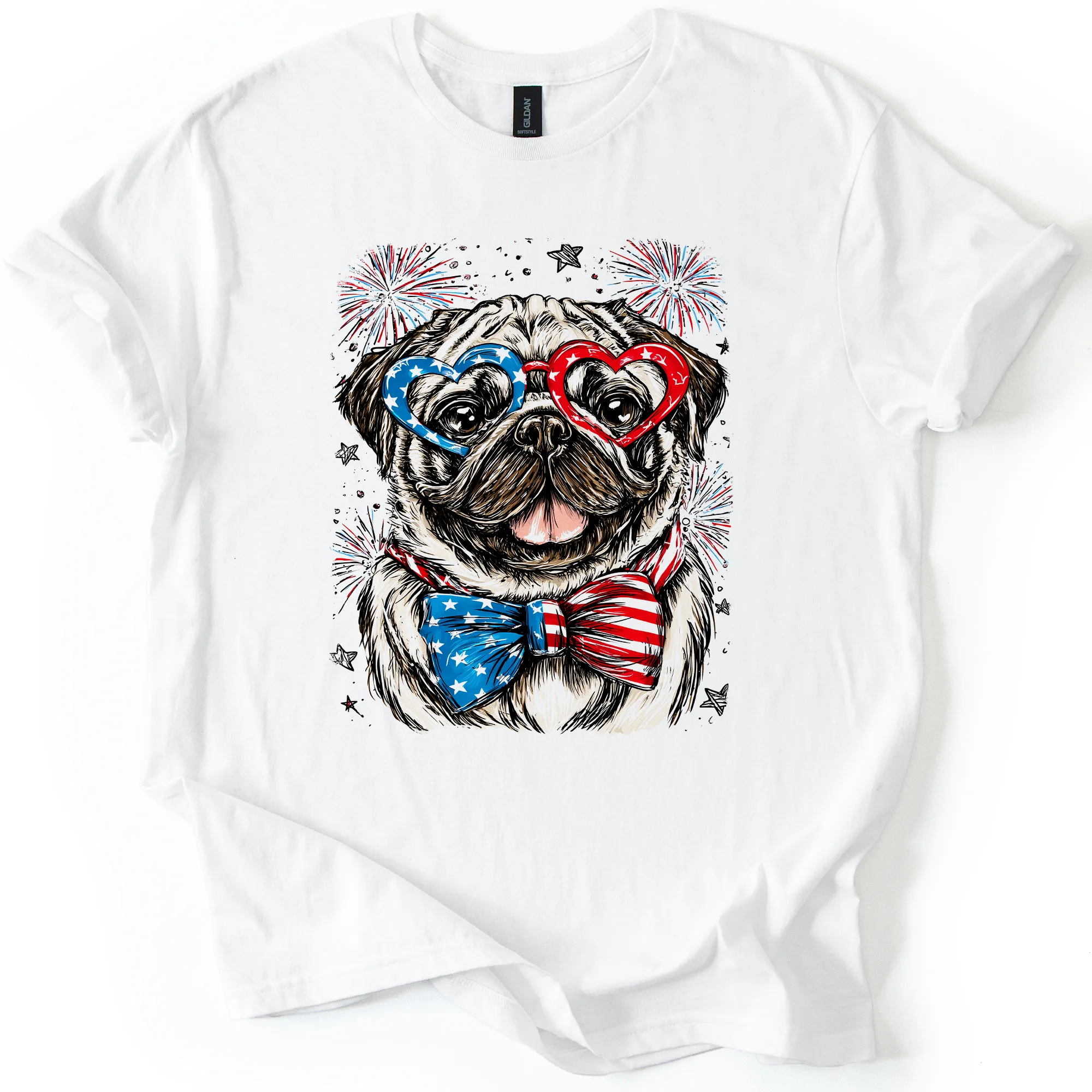 Pug Patriotic Dog, USA, America, Pet Lover, 4th of July, Soft Style T-Shirt sold by Refinery Number One product image thumbnail 5