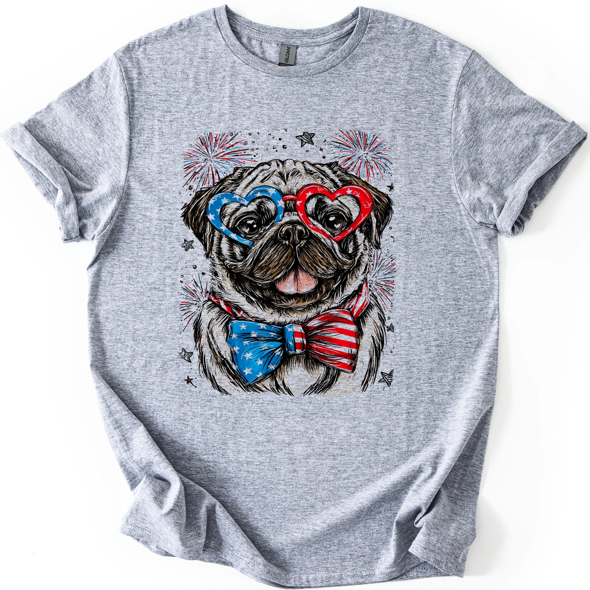 Pug Patriotic Dog, USA, America, Pet Lover, 4th of July, Soft Style T-Shirt sold by Refinery Number One product image thumbnail 4