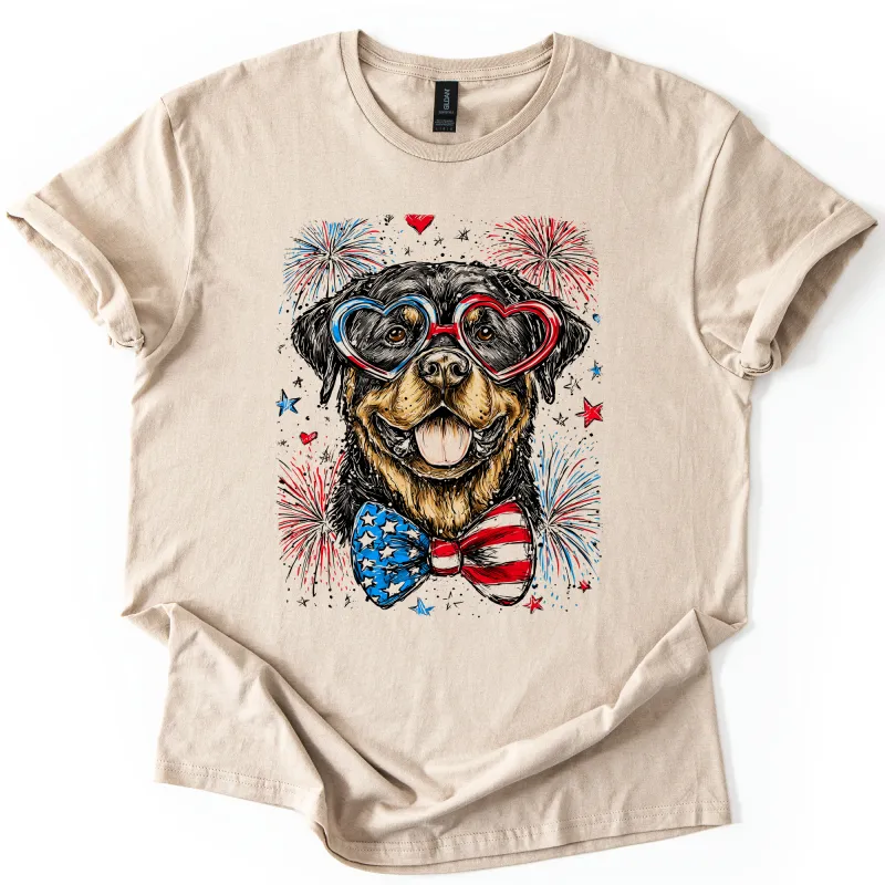 Rottweiler Patriotic Dog, USA, America, Pet Lover, 4th of July, Soft Style T-Shirt sold by Refinery Number One
