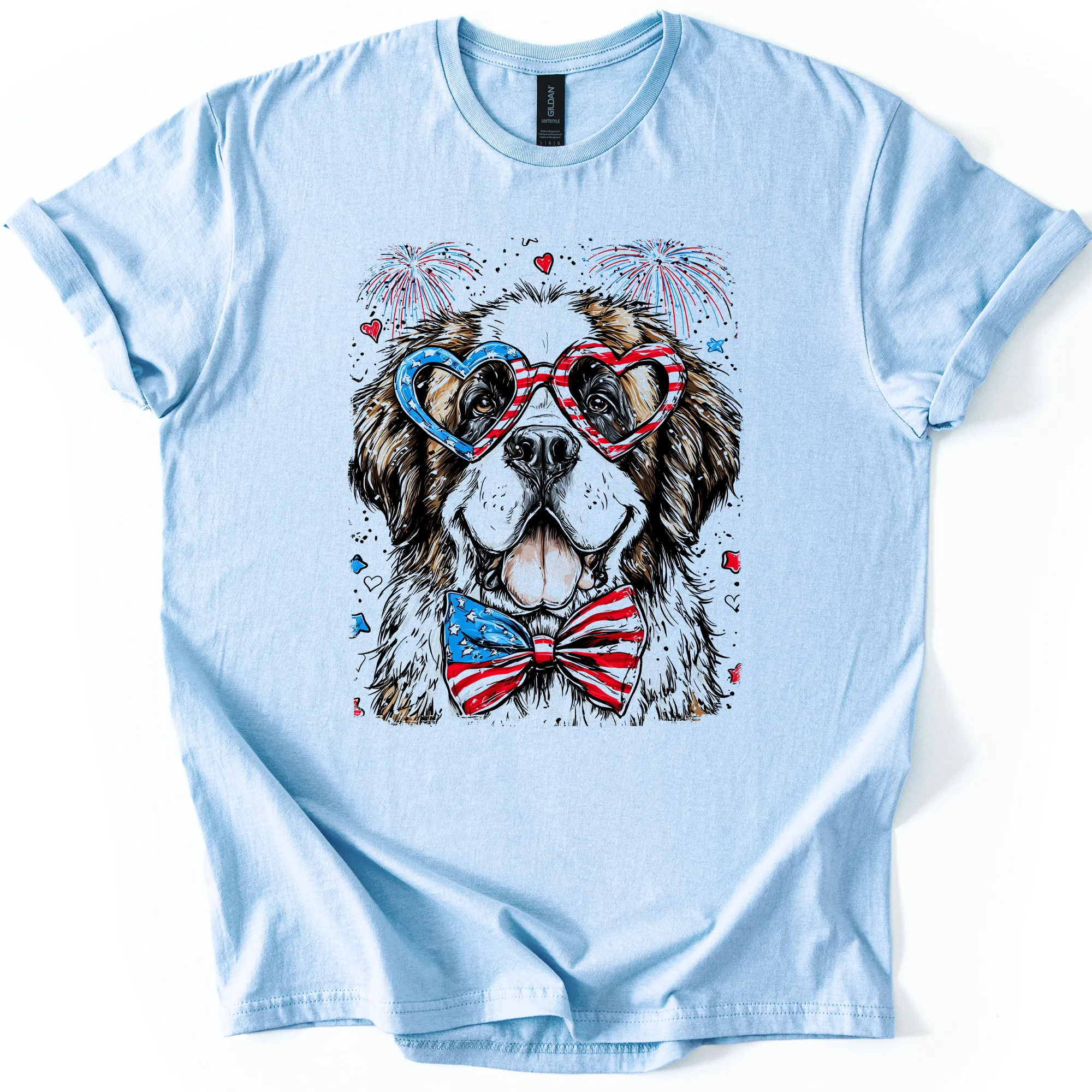 Saint Bernard Patriotic Dog, USA, America, Pet Lover, 4th of July, Soft Style T-Shirt sold by Refinery Number One product image thumbnail 2