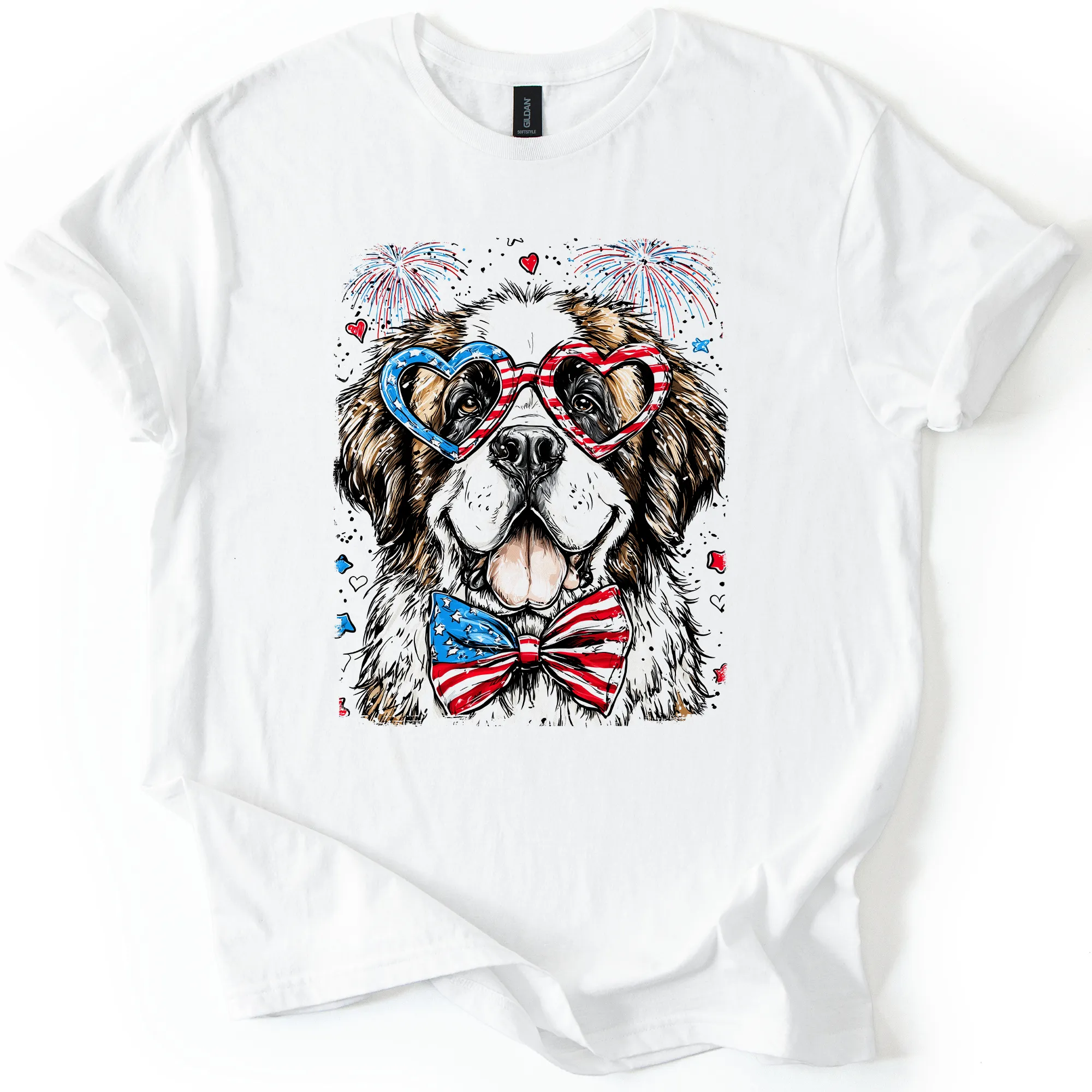 Saint Bernard Patriotic Dog, USA, America, Pet Lover, 4th of July, Soft Style T-Shirt sold by Refinery Number One product image thumbnail 5