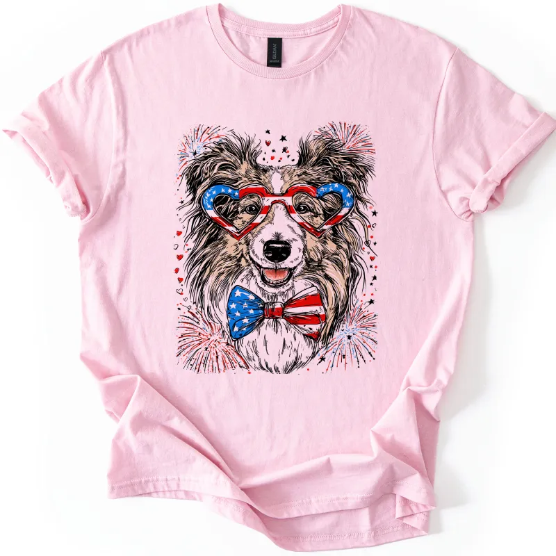 Sheltie, Shetland Sheepdog Patriotic Dog, USA, America, Pet Lover, 4th of July, Soft Style T-Shirt sold by Refinery Number One