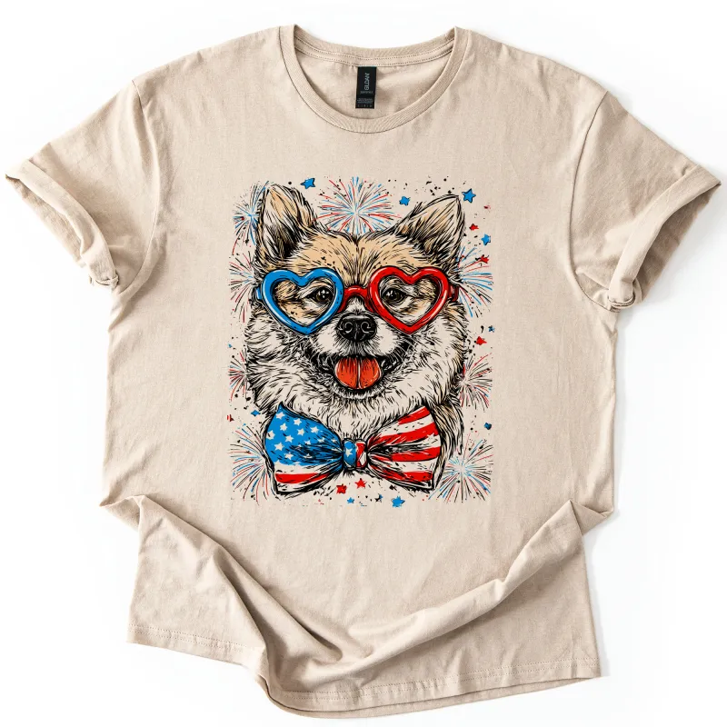 Shiba Inu Patriotic Dog, USA, America, Pet Lover, 4th of July, Soft Style T-Shirt sold by Refinery Number One
