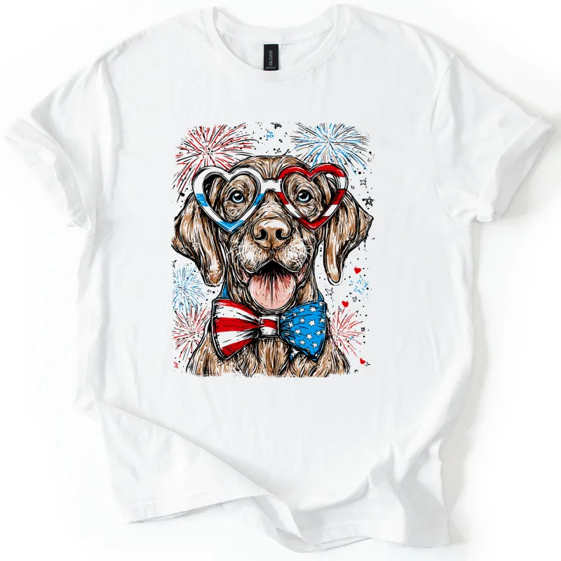 Vizsla Patriotic Dog, USA, America, Pet Lover, 4th of July, Soft Style T-Shirt sold by Refinery Number One